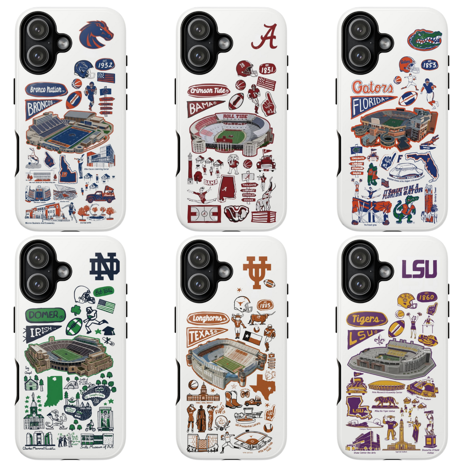 11 Style College Football Teams Inspire custom Sport Phone Case Collection for iPhone 17-11, Samsung S25-S21 - Senpai Wear