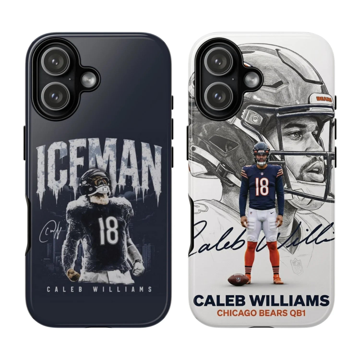 2 Style Caleb Williams Chicago Bears QB1 Inspire custom Sport Phone Case Collection for iPhone 17-11, Samsung S25-S21 - Senpai Wear