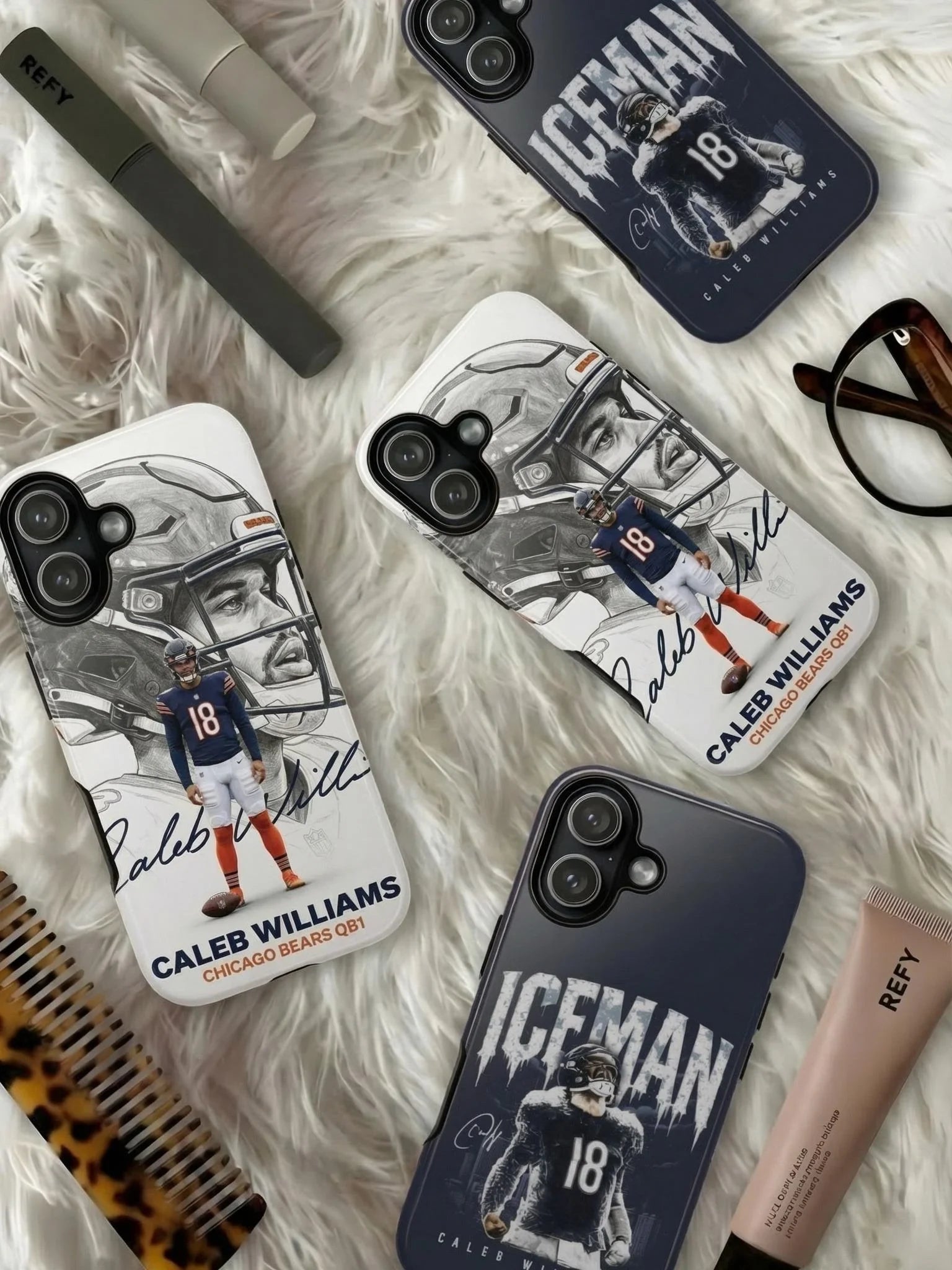 2 Style Caleb Williams Chicago Bears QB1 Inspire custom Sport Phone Case Collection for iPhone 17-11, Samsung S25-S21 - Senpai Wear
