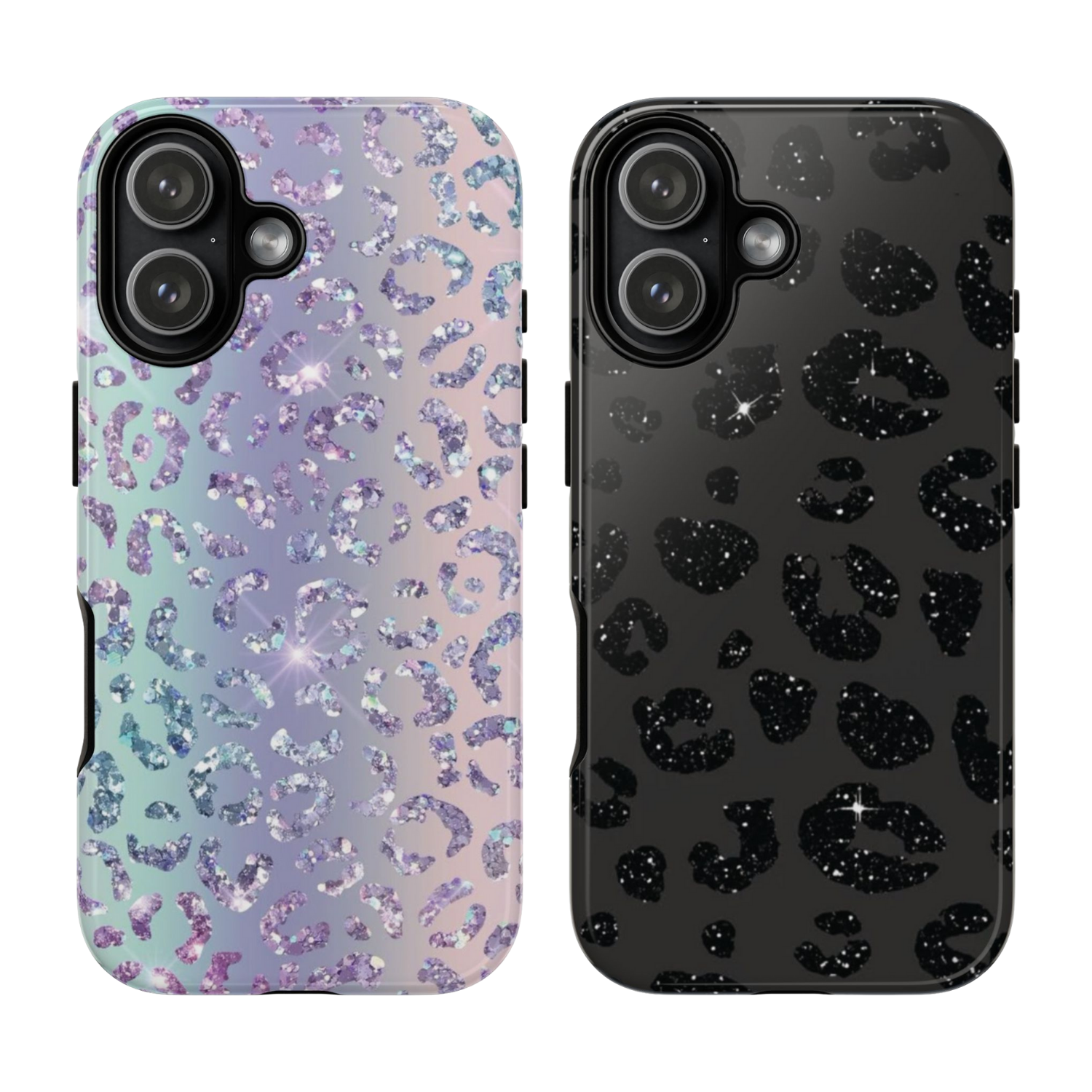 2 Style Leopard Glitter Inspire custom Trendy Phone Case Collection for iPhone 17-11, Samsung S25-S21 - Senpai Wear