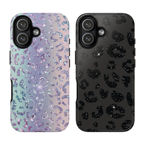 2 Style Leopard Glitter Inspire custom Trendy Phone Case Collection for iPhone 17-11, Samsung S25-S21 - Senpai Wear