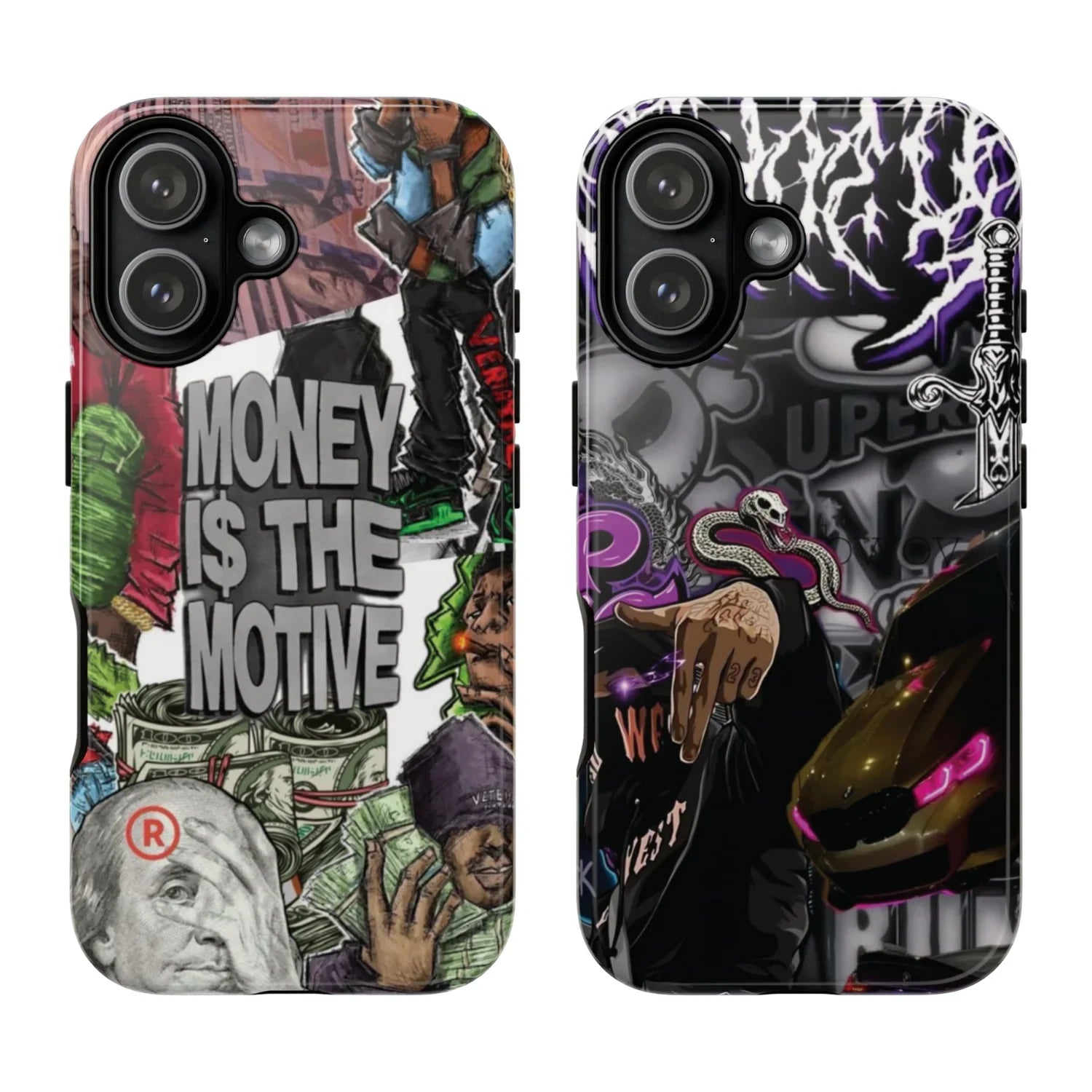 2 Style Money is the Motive & Luxury Car Inspire custom Trendy Phone Case Collection for iPhone 17-11, Samsung S25-S21 - Senpai Wear