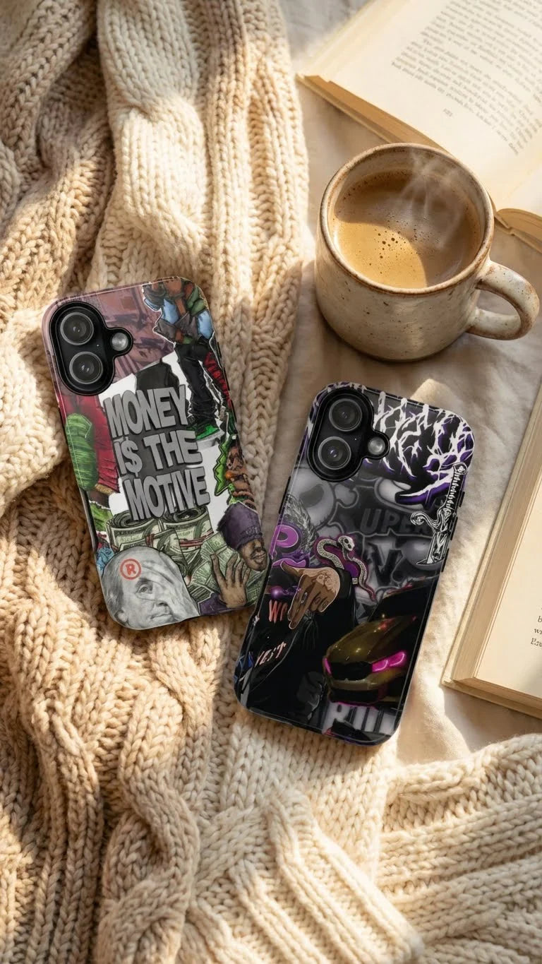 2 Style Money is the Motive & Luxury Car Inspire custom Trendy Phone Case Collection for iPhone 17-11, Samsung S25-S21 - Senpai Wear