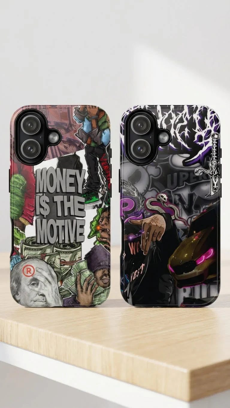 2 Style Money is the Motive & Luxury Car Inspire custom Trendy Phone Case Collection for iPhone 17-11, Samsung S25-S21 - Senpai Wear