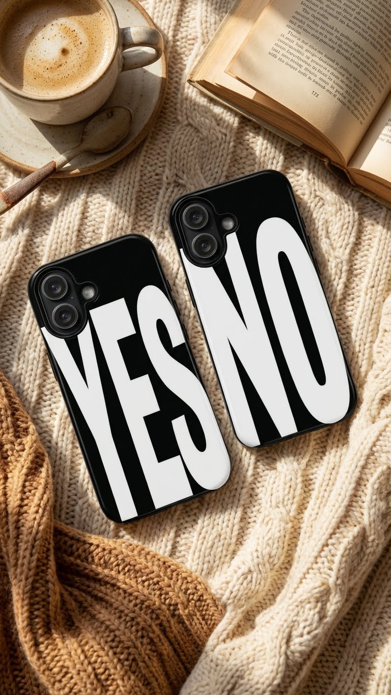 2 Style Yes/No Inspire custom Trendy Phone Case Collection for iPhone 17-11, Samsung S25-S21 - Senpai Wear