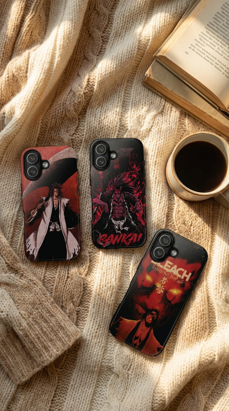 3 Style Kenpachi Bleach Inspire custom Anime Phone Case Collection for iPhone 17-11, Samsung S25-S21 - Senpai Wear