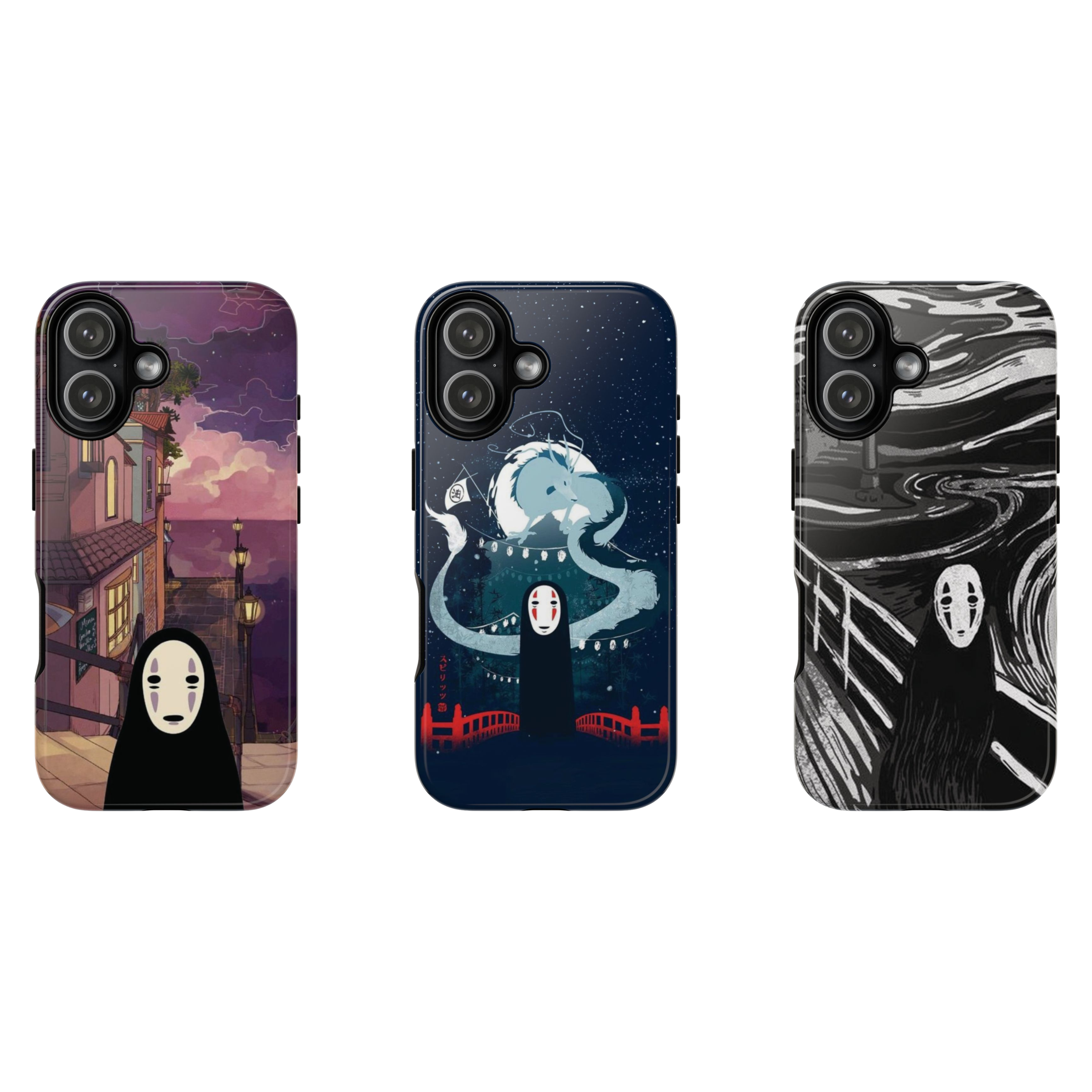 3 Style No-Face Spirited Away Inspire custom Anime Phone Case Collection for iPhone 17-11, Samsung S25-S21 - Senpai Wear