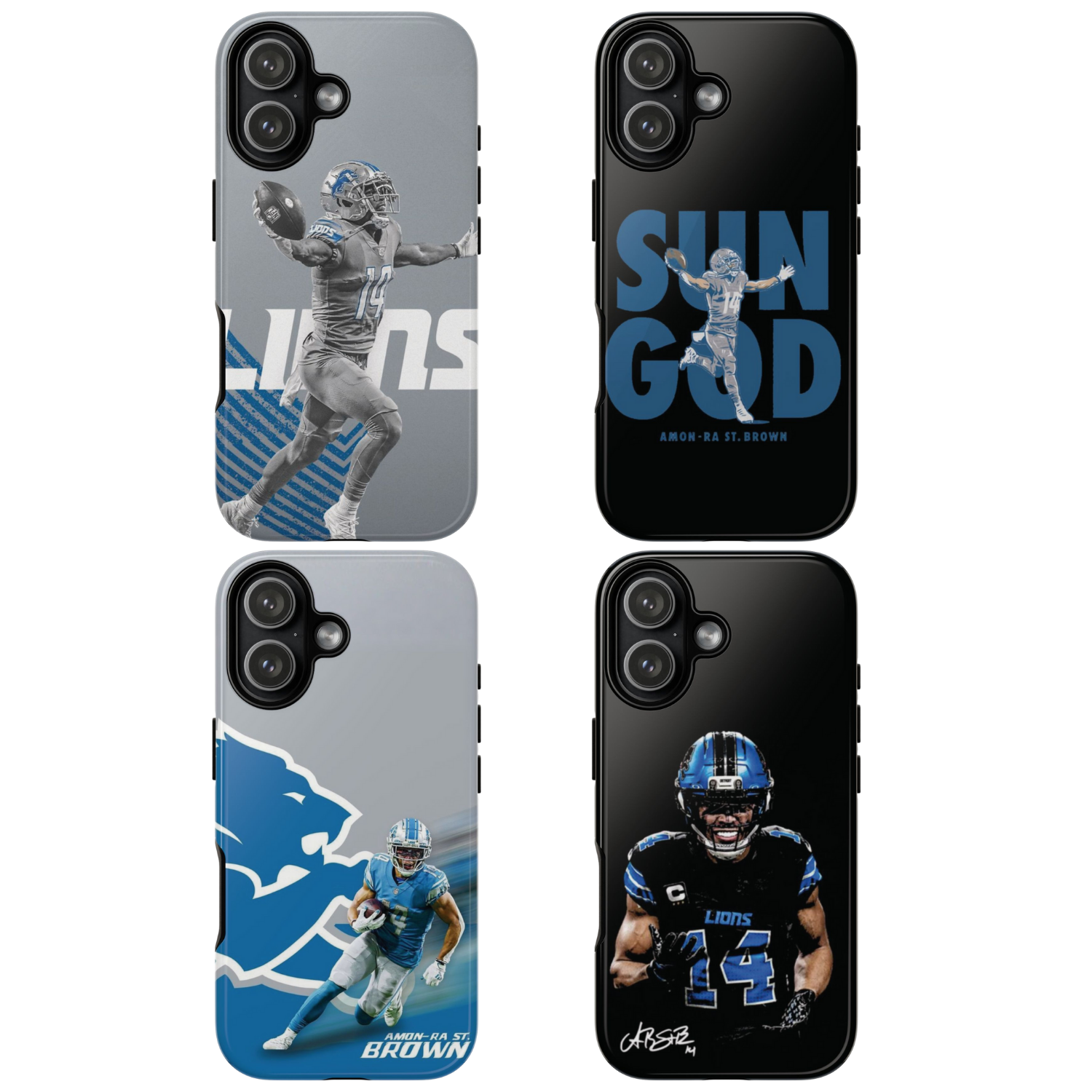 4 Style Amon-Ra St. Brown Football Player NFL Inspire custom Sport Phone Case Collection for iPhone 17-11, Samsung S25-S21 - Senpai Wear