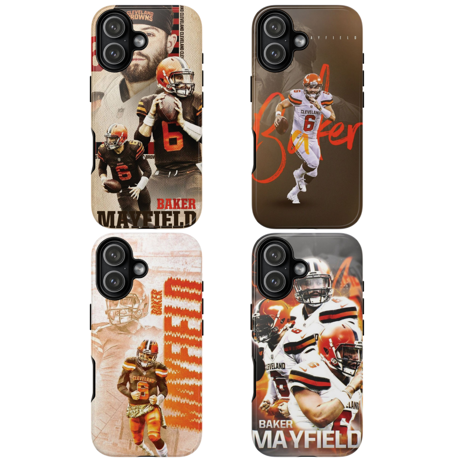 4 Style Baker Mayfield Football Player NFL Inspire custom Sport Phone Case Collection for iPhone 17-11, Samsung S25-S21 - Senpai Wear