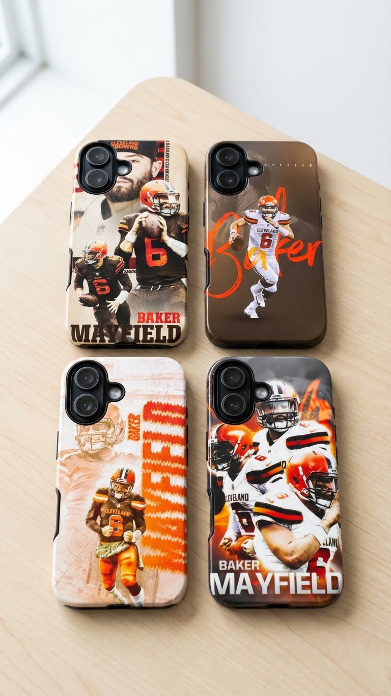 4 Style Baker Mayfield Football Player NFL Inspire custom Sport Phone Case Collection for iPhone 17-11, Samsung S25-S21 - Senpai Wear