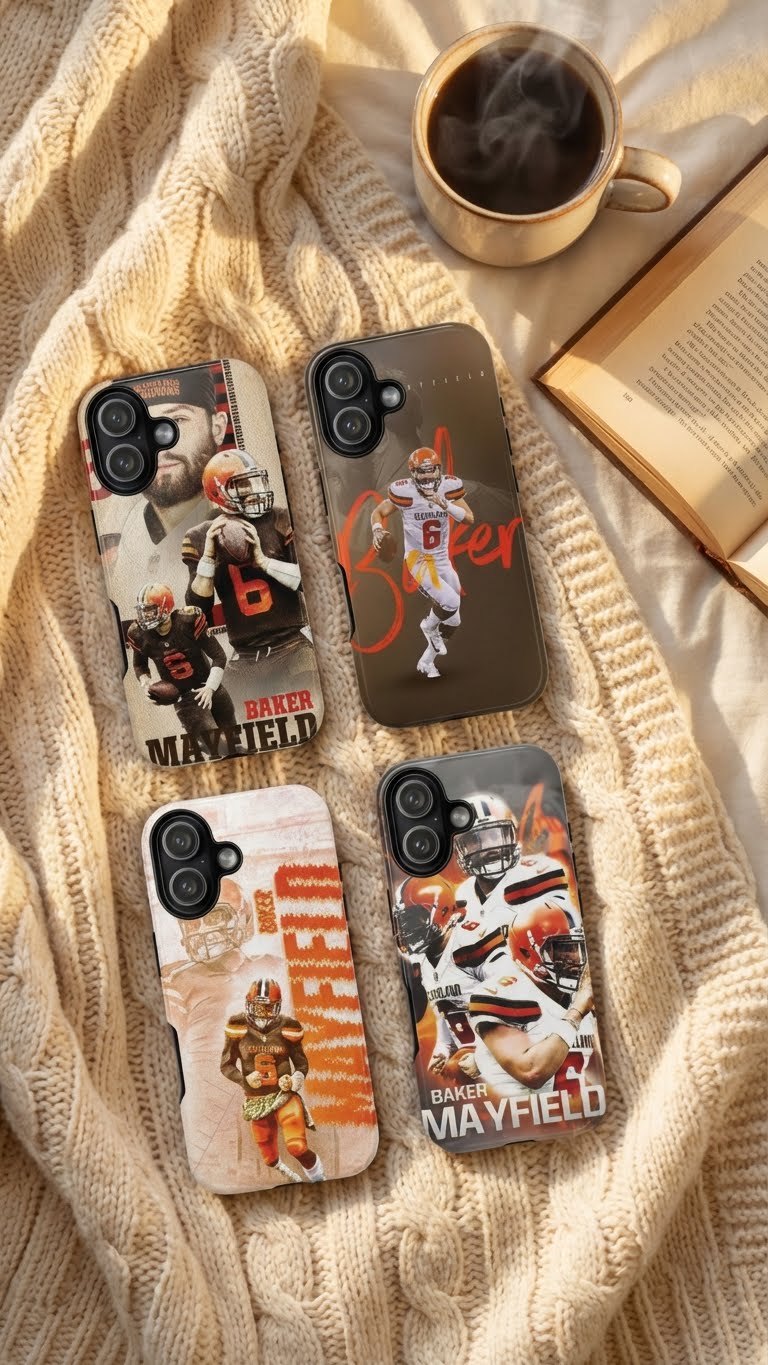 4 Style Baker Mayfield Football Player NFL Inspire custom Sport Phone Case Collection for iPhone 17-11, Samsung S25-S21 - Senpai Wear