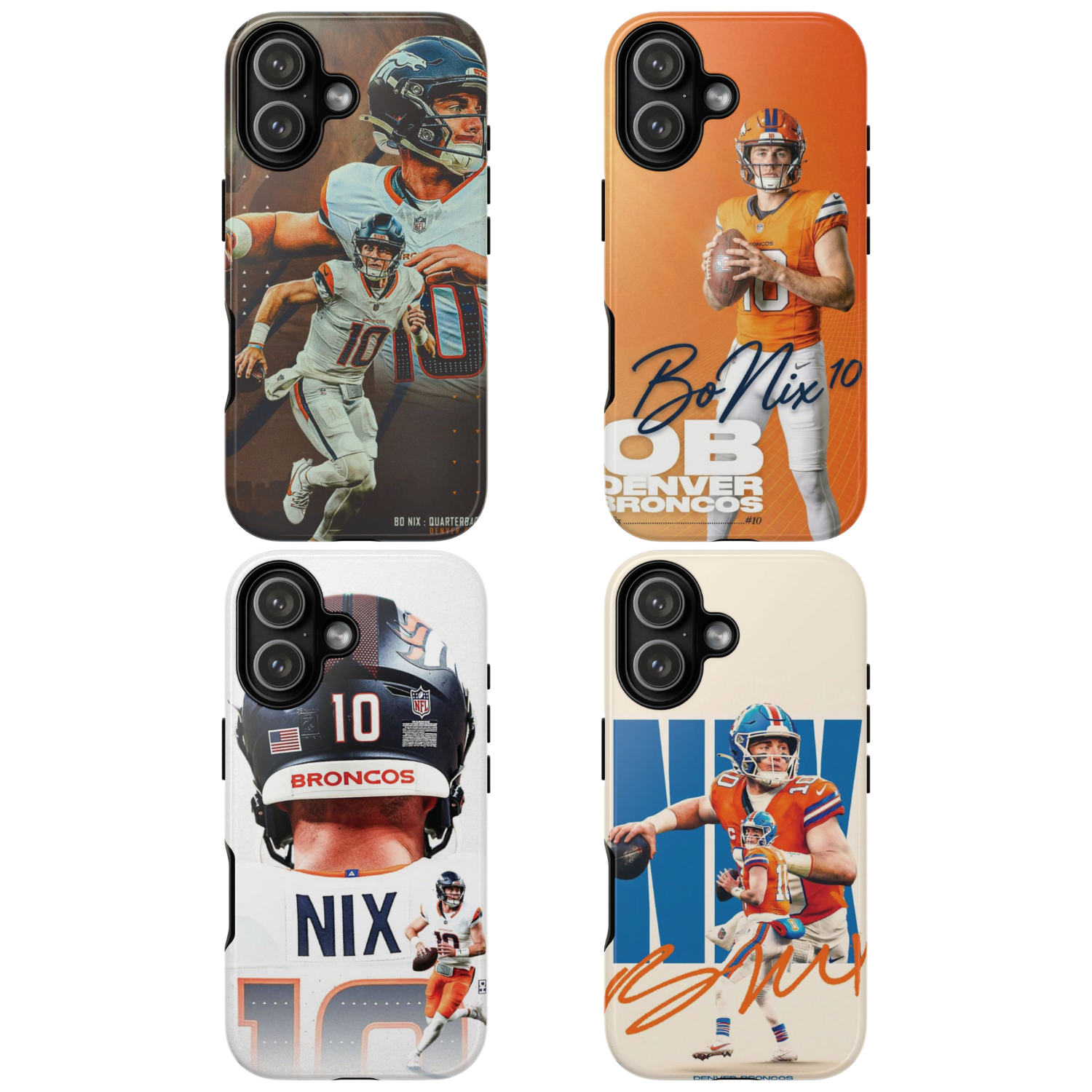4 Style Bo Nix Denver Broncos Football Player NFL Inspire custom Sport Phone Case Collection for iPhone 17-11, Samsung S25-S21 - Senpai Wear