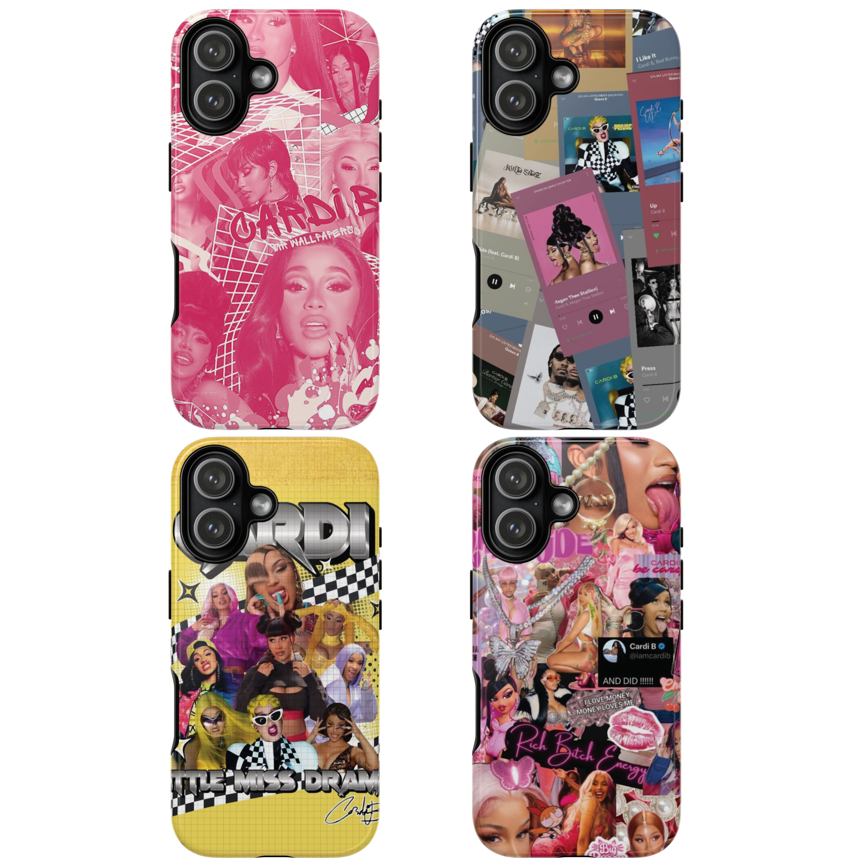 4 Style Cardi B Inspire Artist Phone Case Collection for iPhone 17-11, Samsung S25-S21 - Senpai Wear