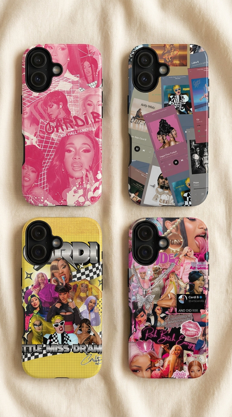 4 Style Cardi B Inspire Artist Phone Case Collection for iPhone 17-11, Samsung S25-S21 - Senpai Wear