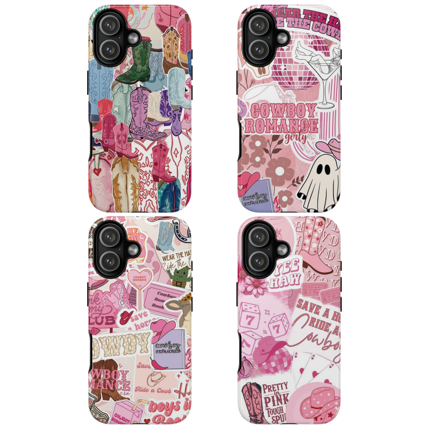 4 Style Cowboy Romance Inspire custom Trendy Phone Case Collection for iPhone 17-11, Samsung S25-S21 - Senpai Wear