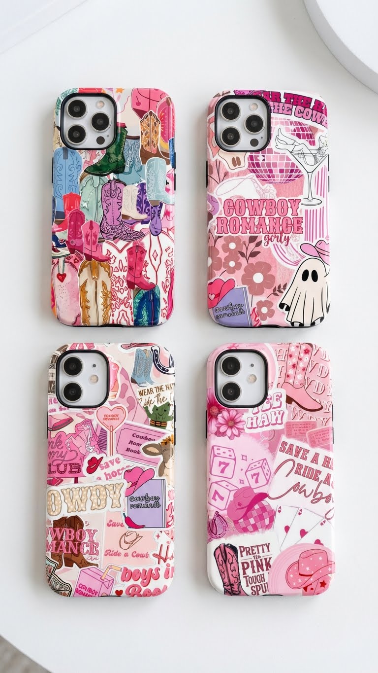 4 Style Cowboy Romance Inspire custom Trendy Phone Case Collection for iPhone 17-11, Samsung S25-S21 - Senpai Wear