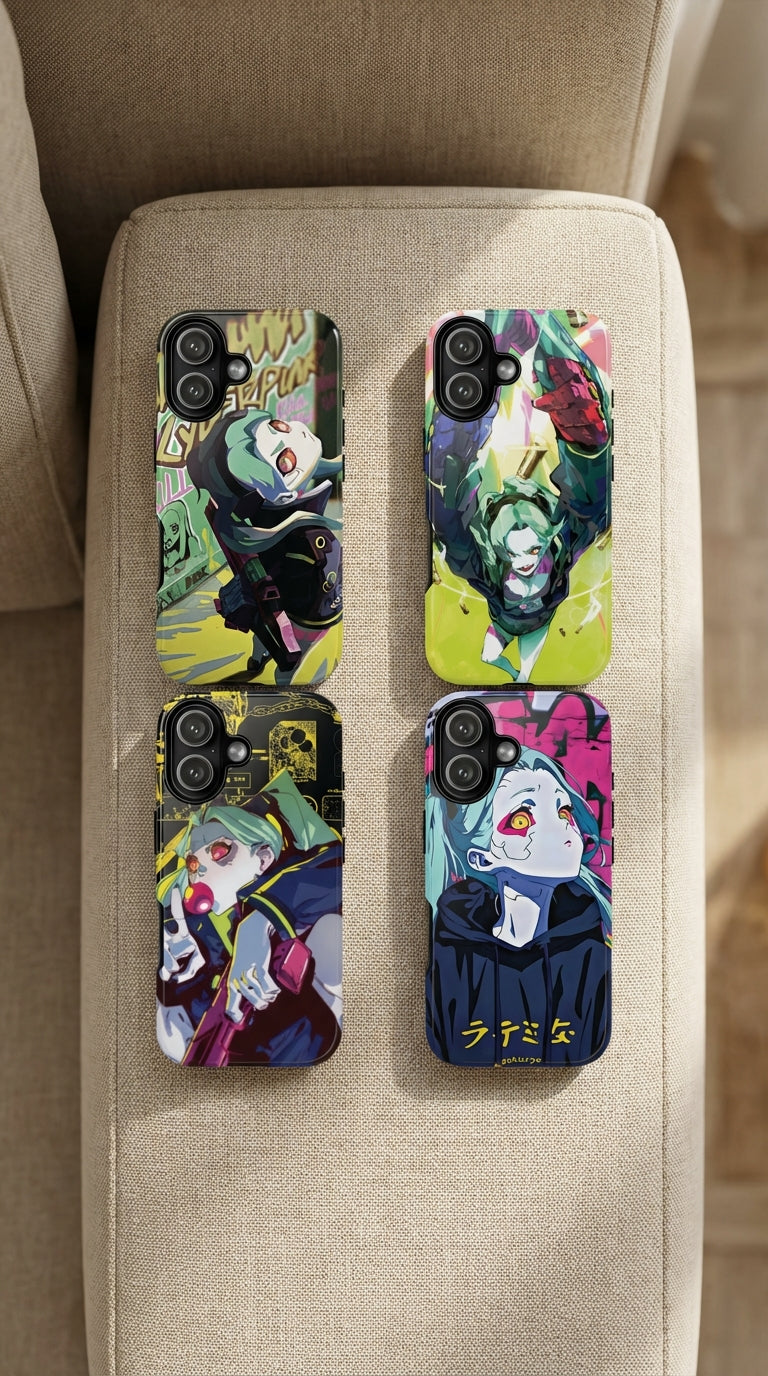 4 Style Cyberpunk Edgerunners Inspire custom Anime Phone Case Collection for iPhone 17-11, Samsung S25-S21 - Senpai Wear