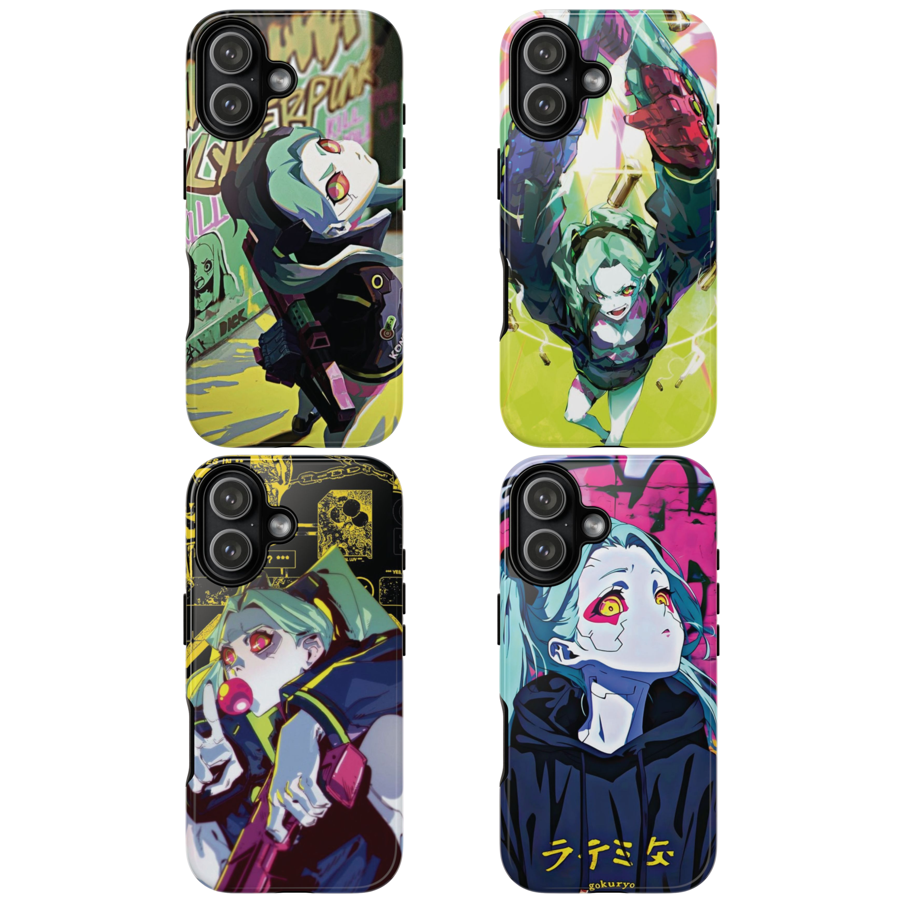 4 Style Cyberpunk Edgerunners Inspire custom Anime Phone Case Collection for iPhone 17-11, Samsung S25-S21 - Senpai Wear
