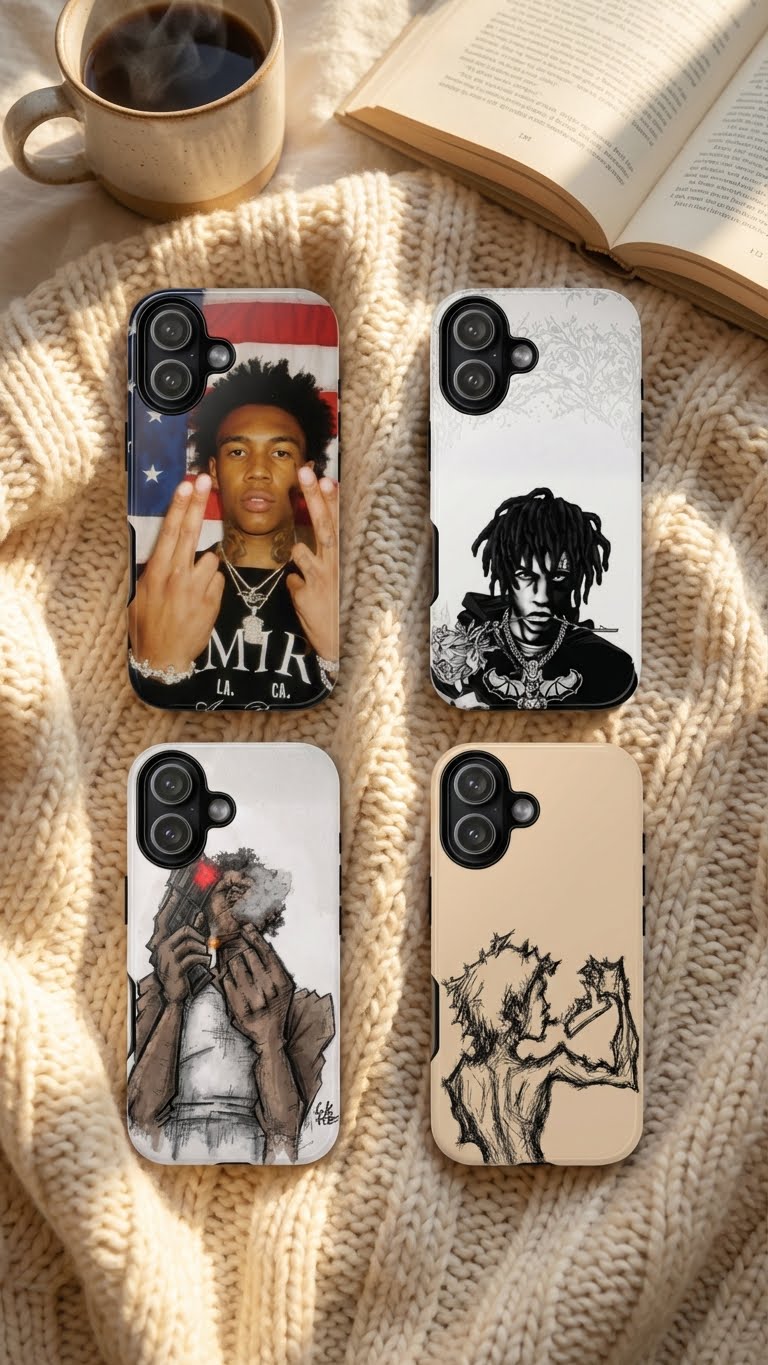 4 Style Glokk40Spaz Rapper Inspire custom Artist Phone Case Collection for iPhone 17-11, Samsung S25-S21 - Senpai Wear