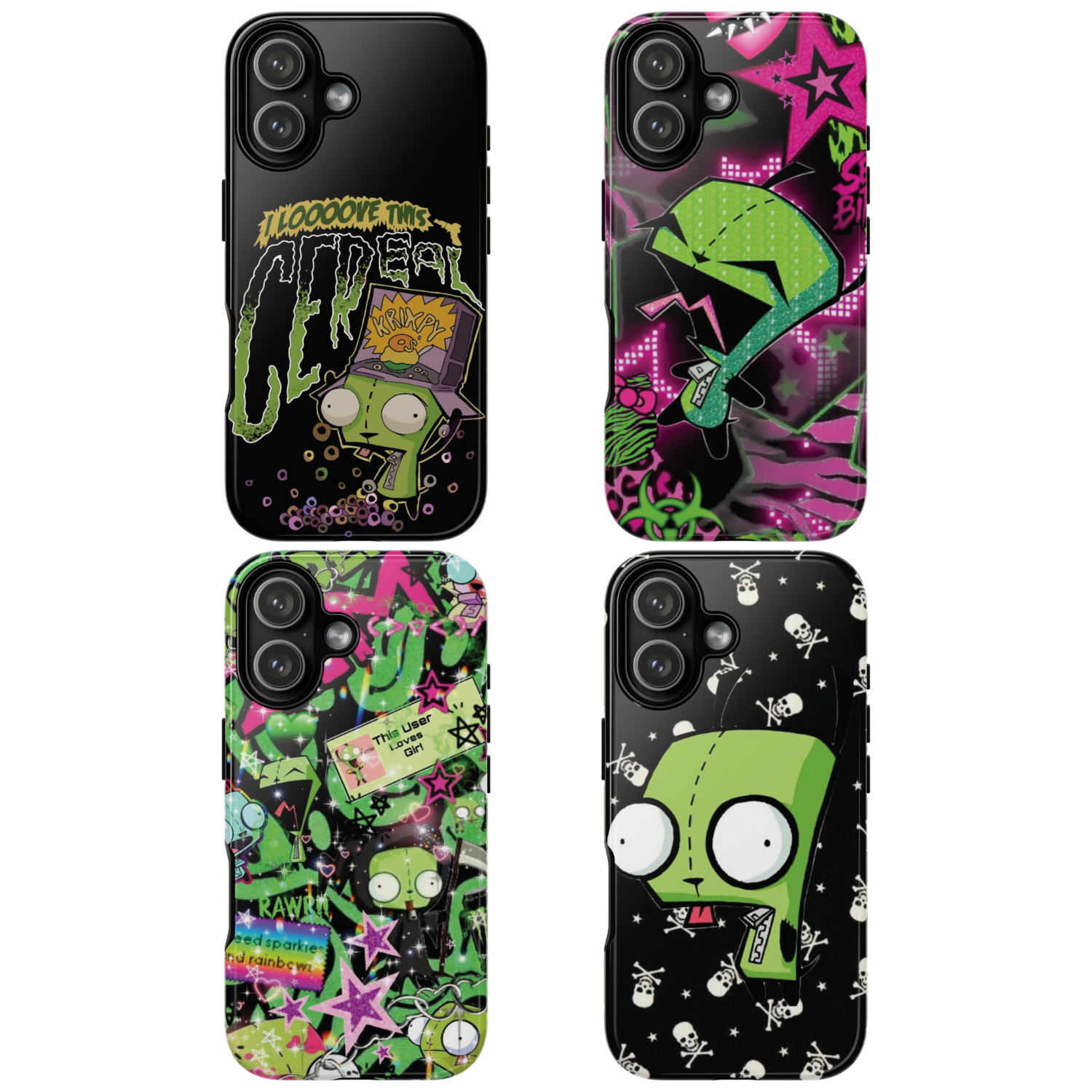 4 Style Invader Zim Inspire custom Trendy Phone Case Collection for iPhone 17-11, Samsung S25-S21 - Senpai Wear