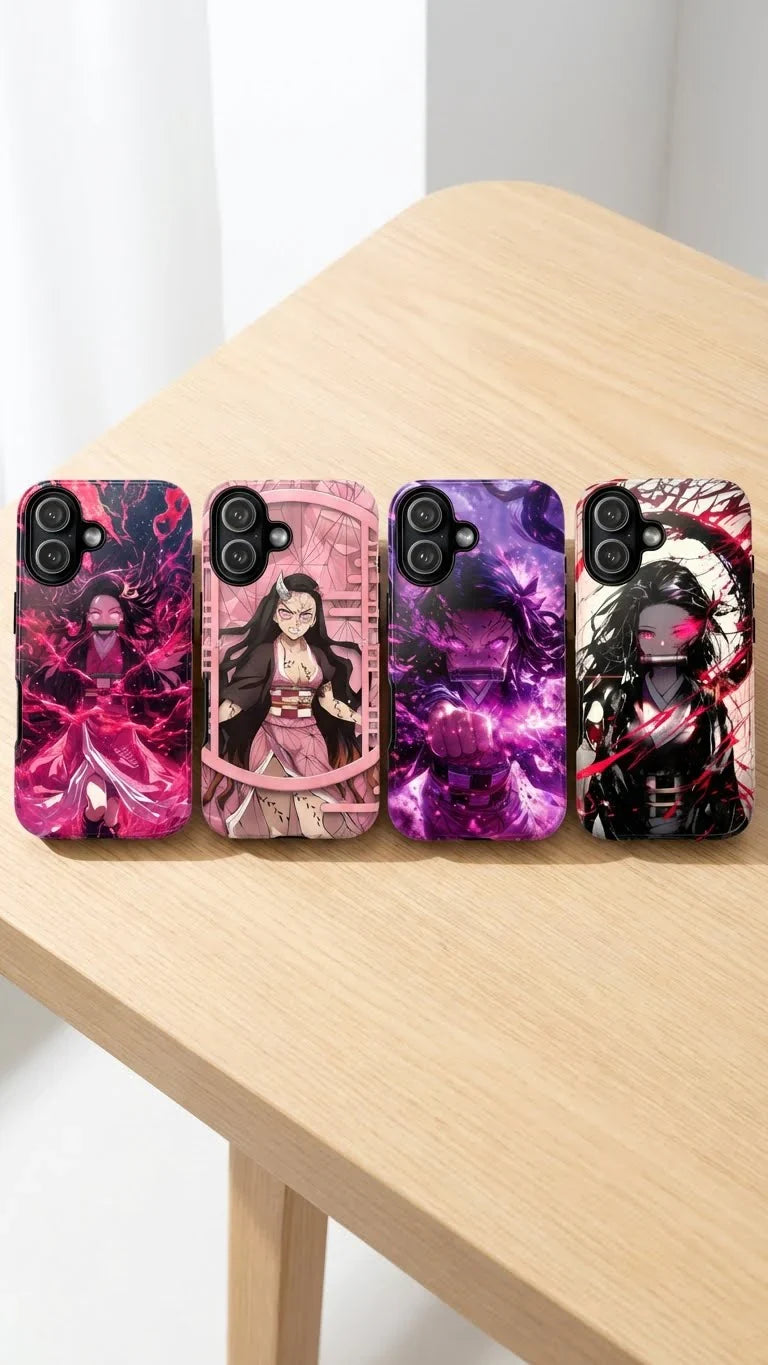 4 Style Nezuko Kamado Demon Slayer Inspire custom Anime Phone Case Collection for iPhone 17-11, Samsung S25-S21 - Senpai Wear