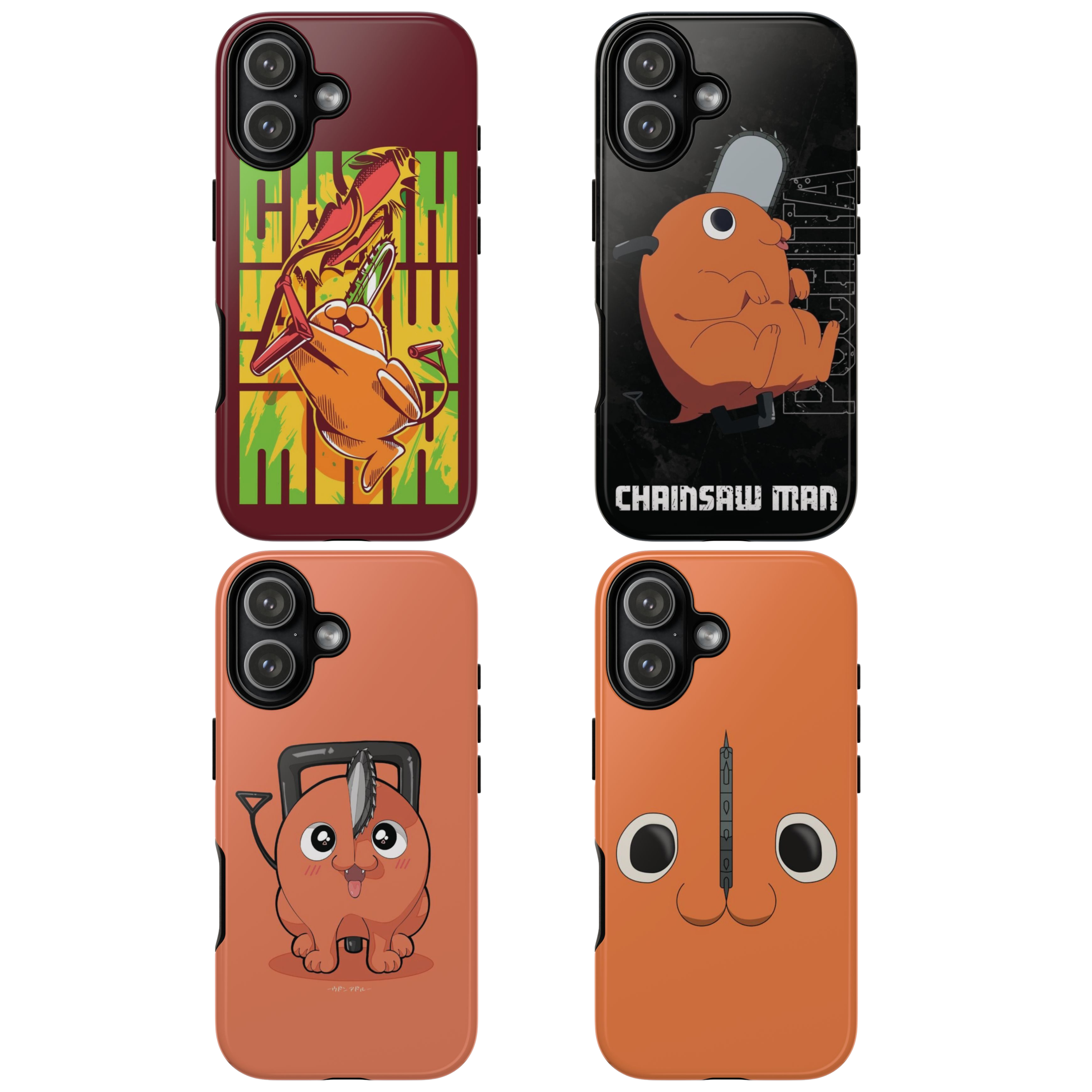 4 Style Pochita Chainsaw Man Inspire custom Anime Phone Case Collection for iPhone 17-11, Samsung S25-S21 - Senpai Wear