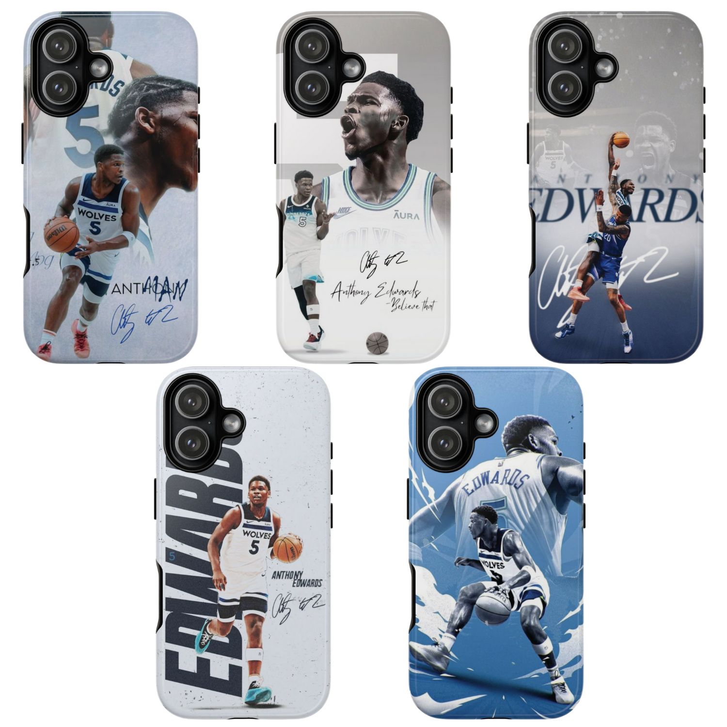 5 Style Anthony Edwards Basketball Player NBA Inspire custom Sport Phone Case Collection for iPhone 17-11, Samsung S25-S21 - Senpai Wear