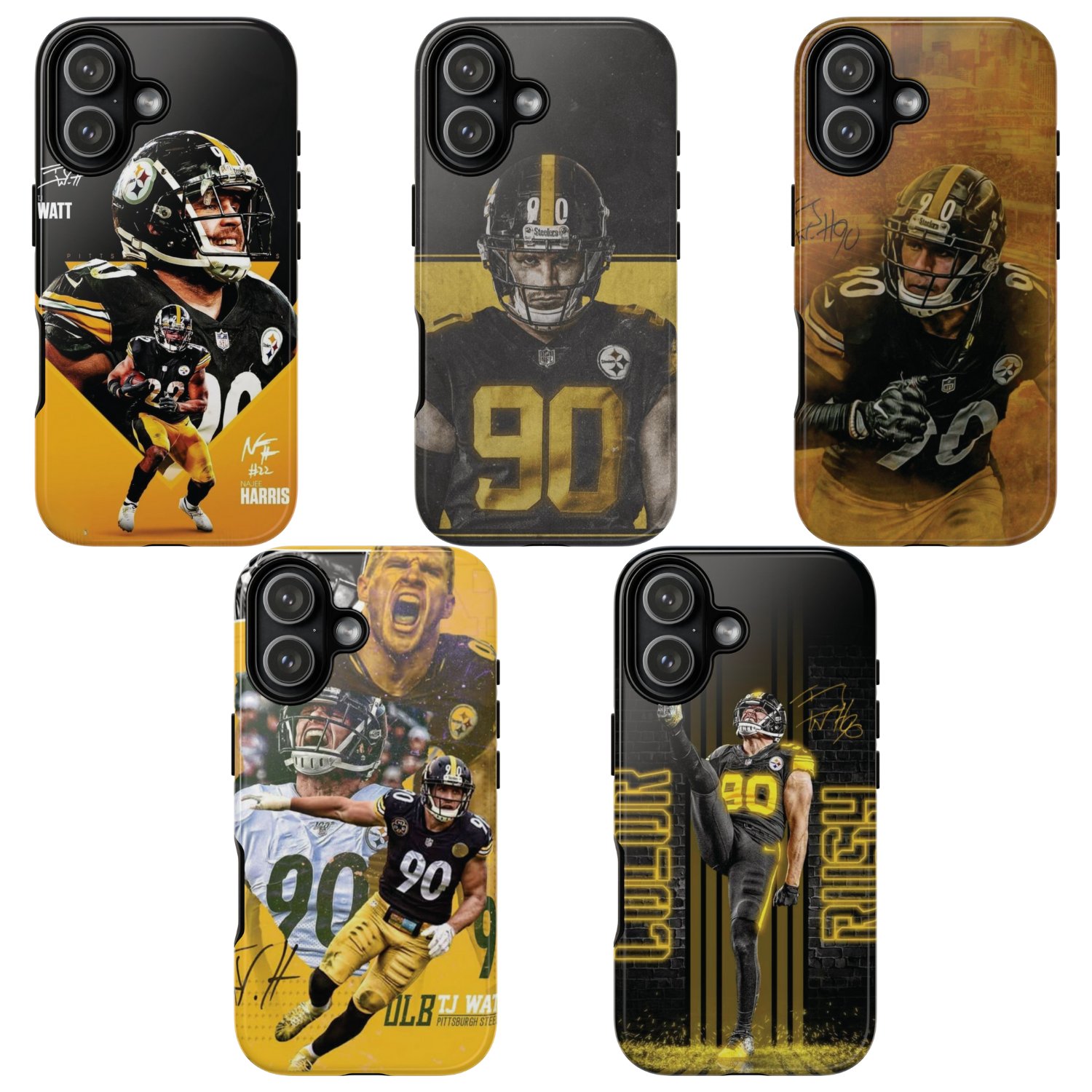 5 Style T.J. Watt Football Player NFL Inspire custom Sport Phone Case Collection for iPhone 17-11, Samsung S25-S21 - Senpai Wear
