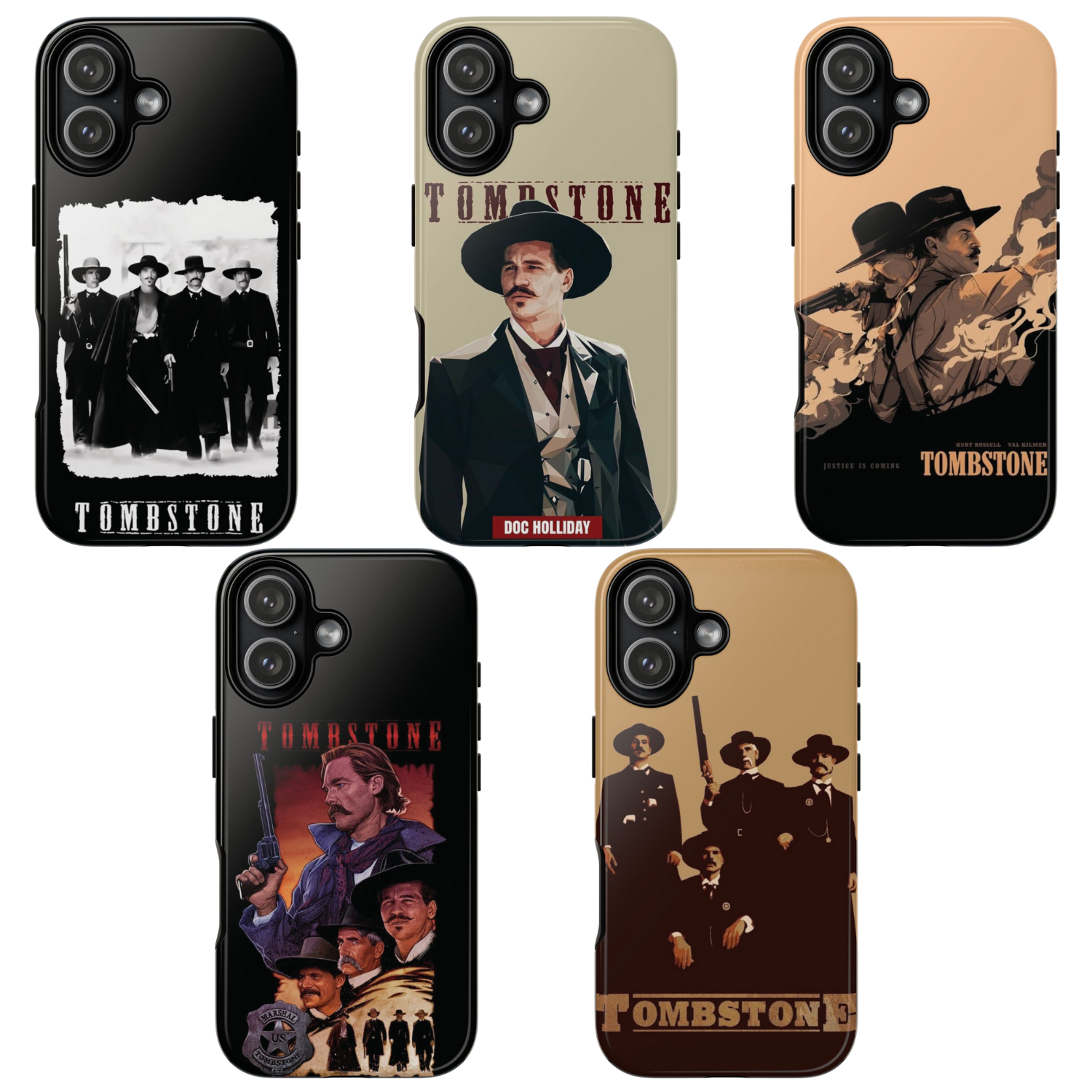 5 Style Tombstone Movie Characters Inspire custom Trendy Phone Case Collection for iPhone 17-11, Samsung S25-S21 - Senpai Wear