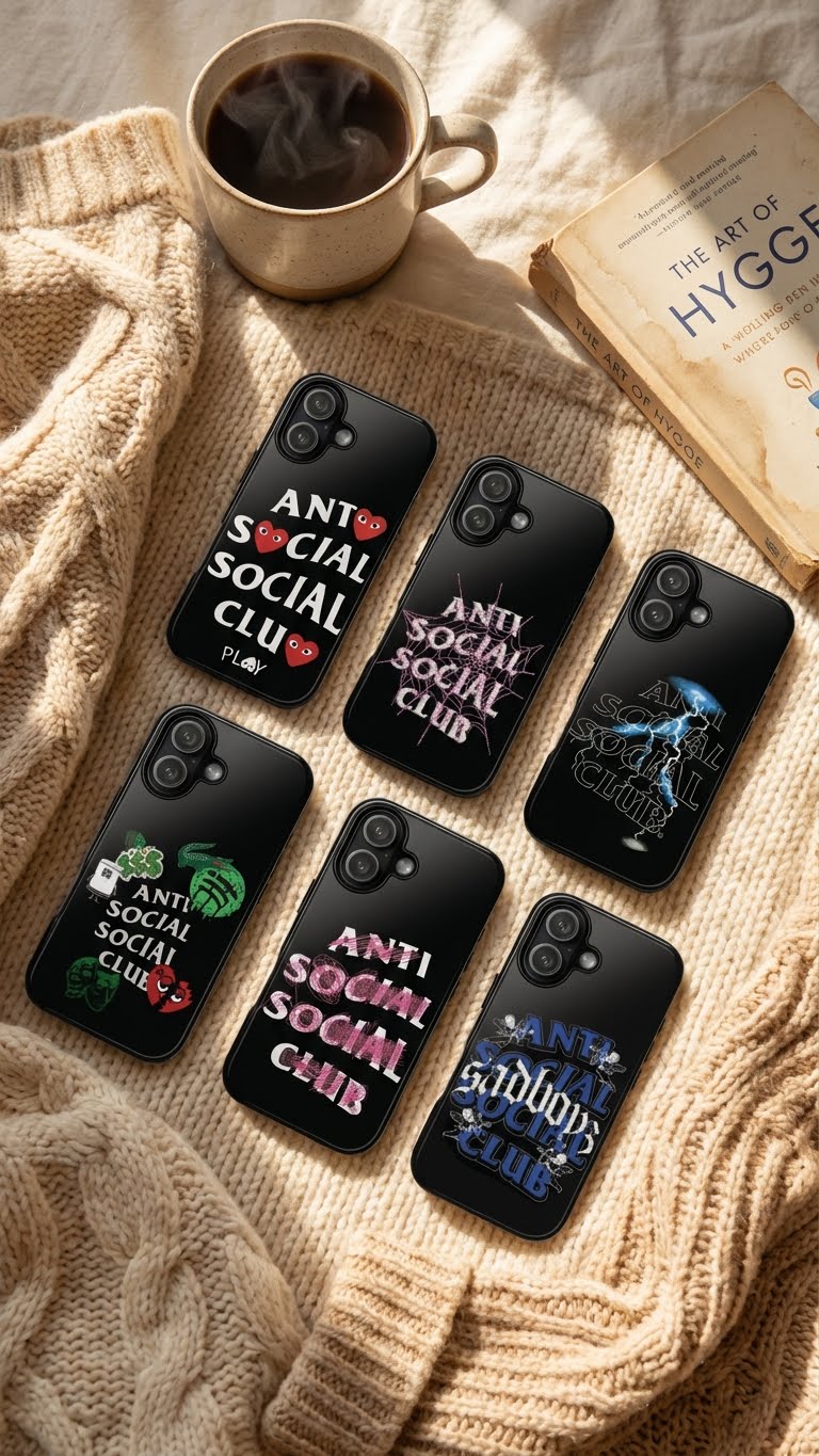 6 Style Anti Social Social Club Inspire custom Trendy Phone Case Collection for iPhone 17-11, Samsung S25-S21 - Senpai Wear