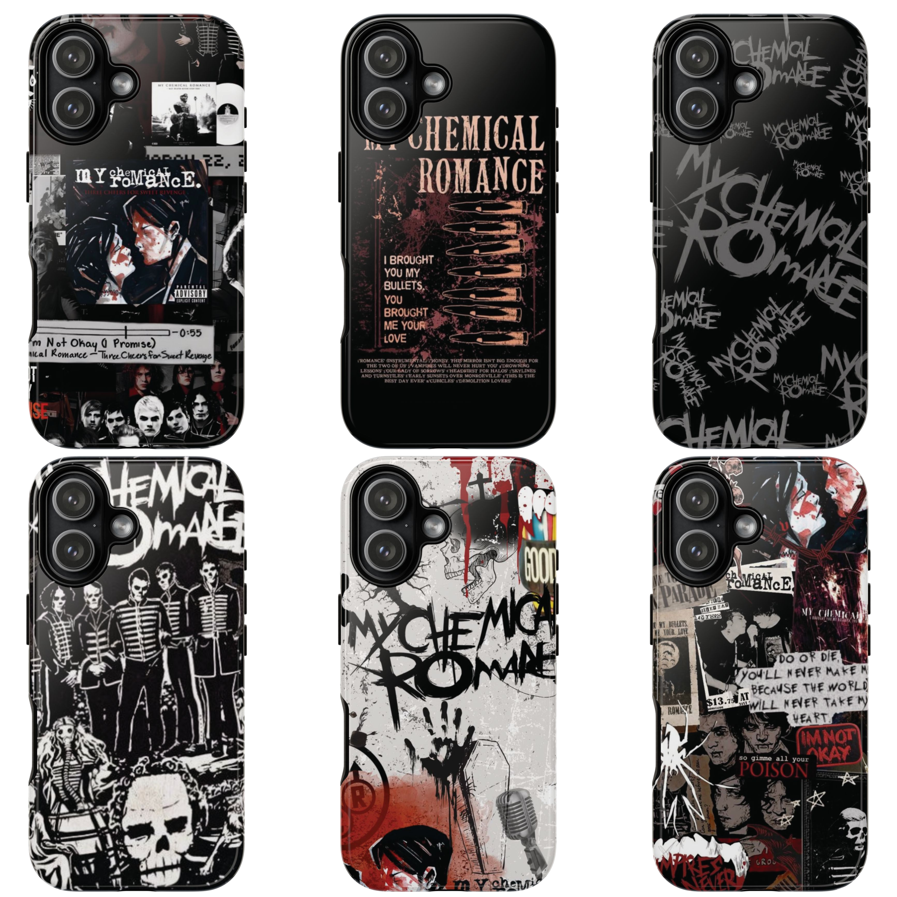 6 Style Chemical Romance Inspire custom Artist Phone Case Collection for iPhone 17-11, Samsung S25-S21 - Senpai Wear
