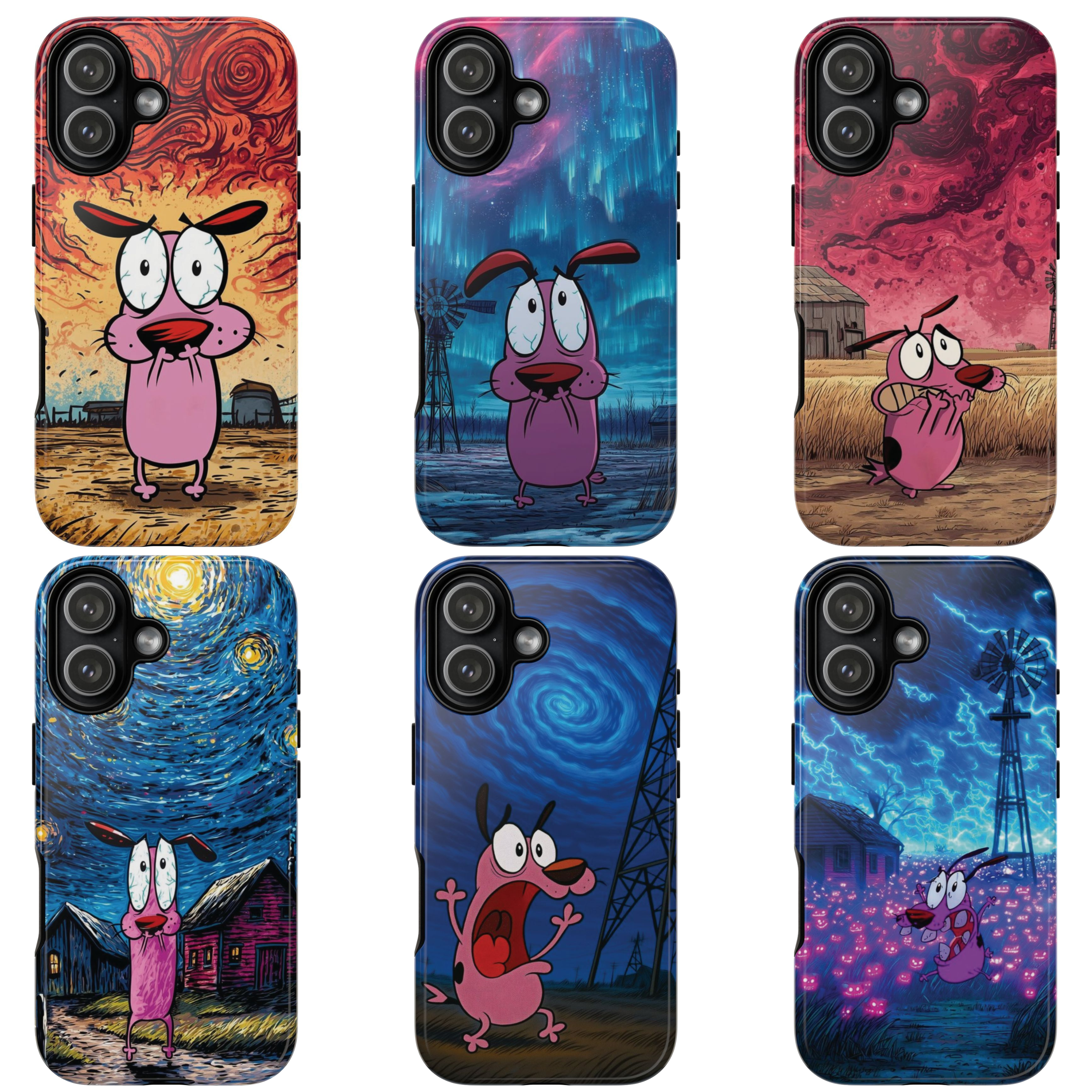 6 Style Courage the Cowardly Dog Inspire custom Trendy Phone Case Collection for iPhone 17-11, Samsung S25-S21 - Senpai Wear