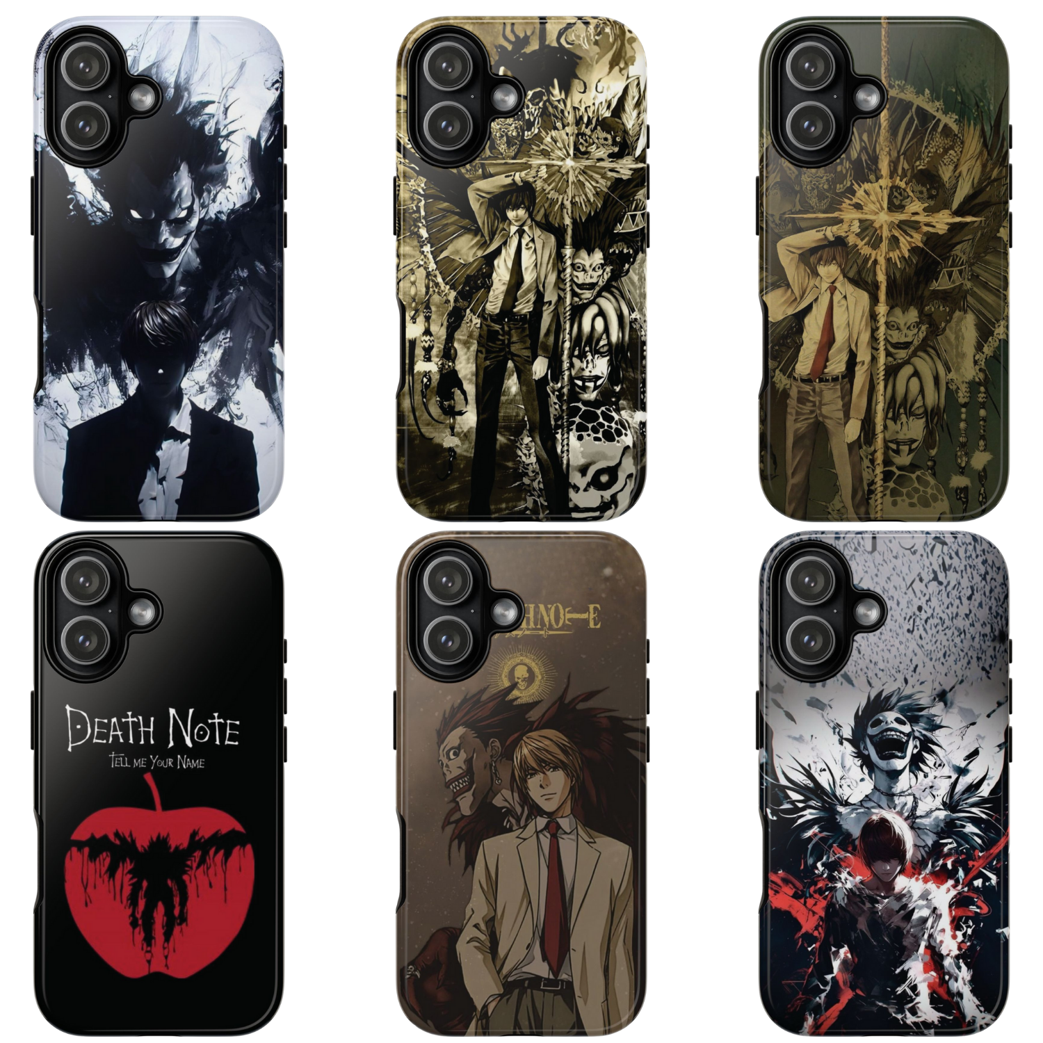 6 Style Death Note Characters Inspire custom Anime Phone Case Collection for iPhone 17-11, Samsung S25-S21 - Senpai Wear