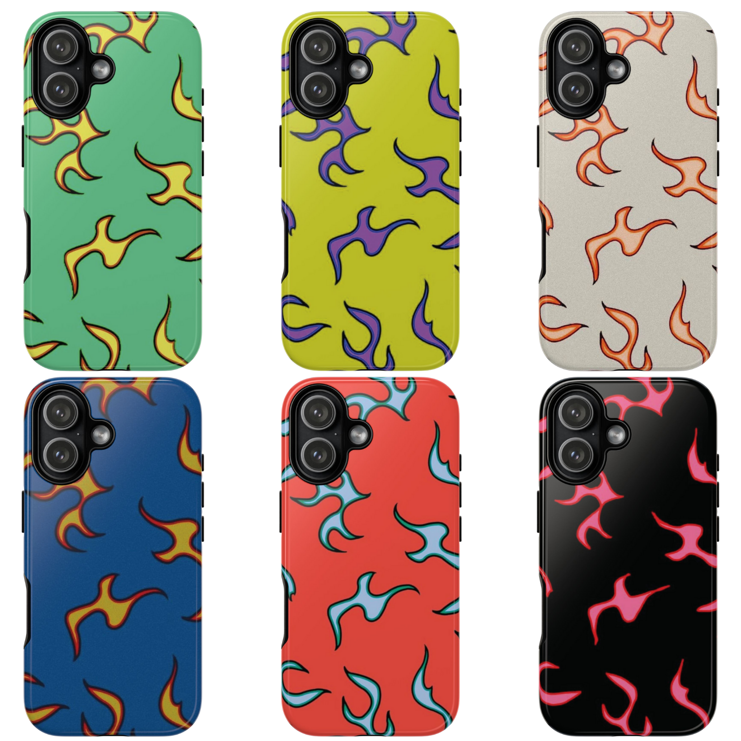 6 Style Flame Pattern Inspire custom Trendy Phone Case Collection for iPhone 17-11, Samsung S25-S21 - Senpai Wear