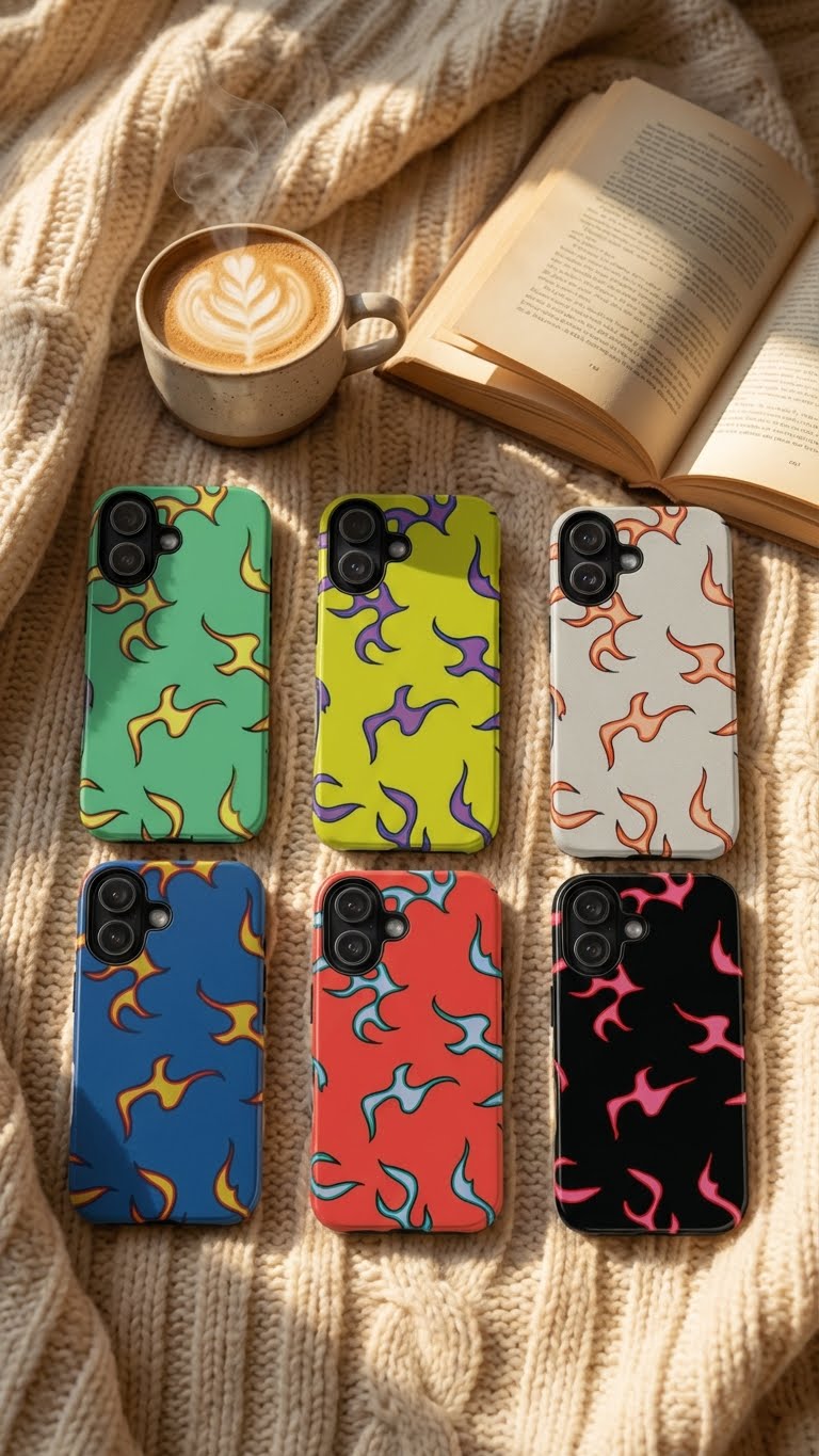 6 Style Flame Pattern Inspire custom Trendy Phone Case Collection for iPhone 17-11, Samsung S25-S21 - Senpai Wear