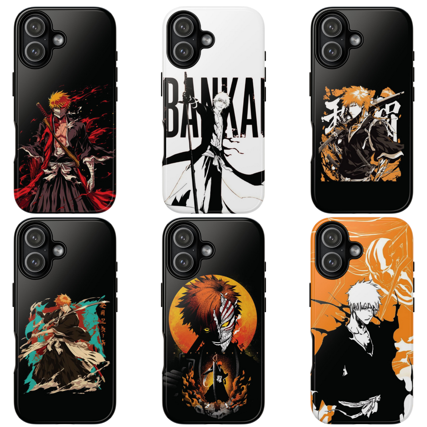 6 Style Ichigo Kurosaki Bleach Inspire custom Anime Phone Case Collection for iPhone 17-11, Samsung S25-S21 - Senpai Wear