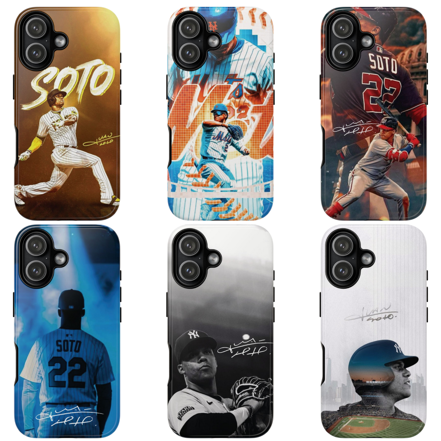 6 Style Juan Soto Baseball Player MLB Inspire custom Sport Phone Case Collection for iPhone 17-11, Samsung S25-S21 - Senpai Wear