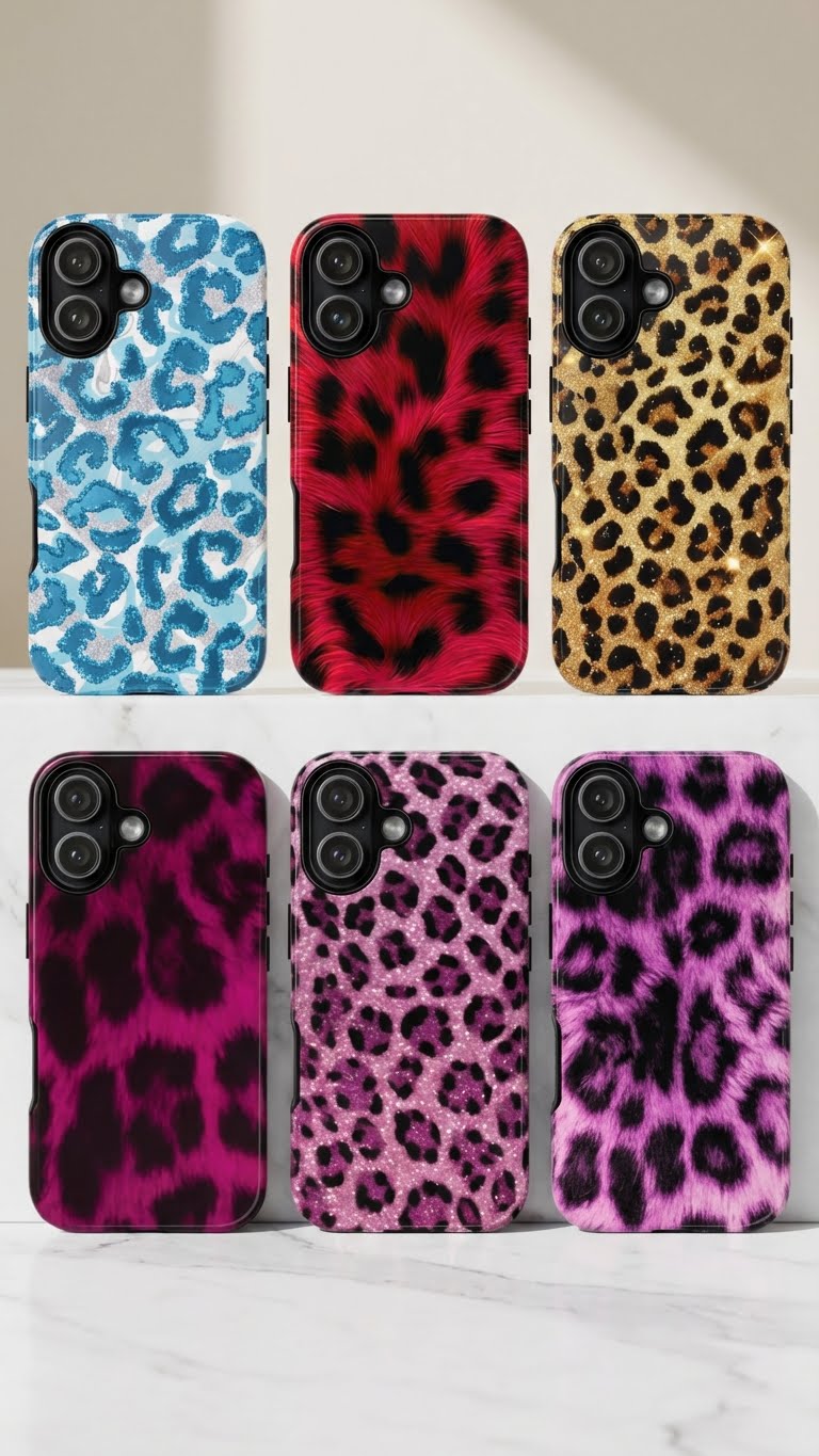 6 Style Leopard Print Inspire custom Trendy Phone Case Collection for iPhone 17-11, Samsung S25-S21 - Senpai Wear