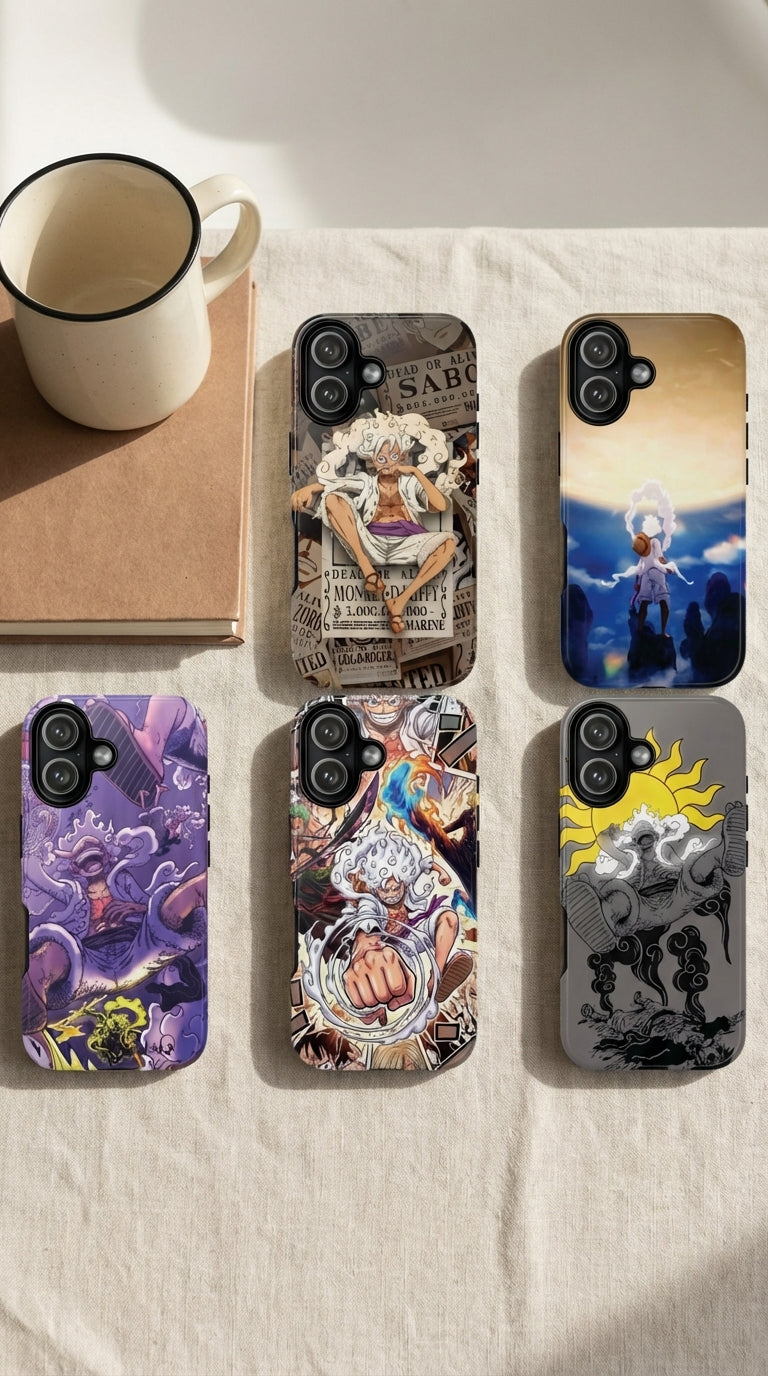 6 Style Luffy Gear 5 One Piece Inspire custom Anime Phone Case Collection for iPhone 17-11, Samsung S25-S21 - Senpai Wear