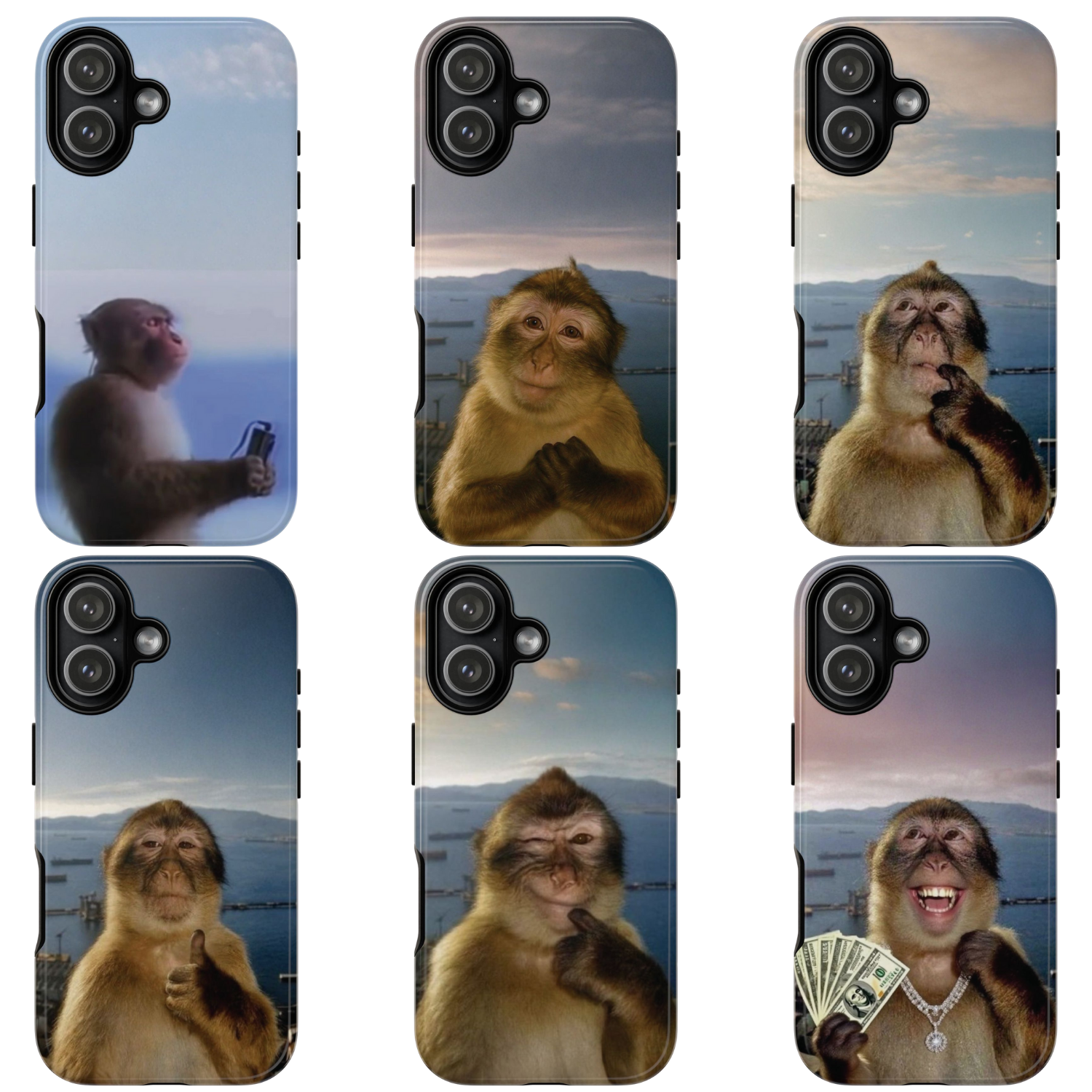 6 Style Monkey Inspire custom Trendy Phone Case Collection for iPhone 17-11, Samsung S25-S21 - Senpai Wear