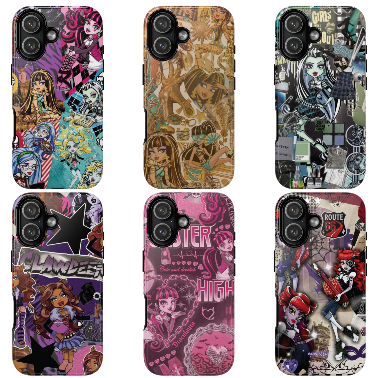 6 Style Monster High Characters Inspire custom Trendy Phone Case Collection for iPhone 17-11, Samsung S25-S21 - Senpai Wear