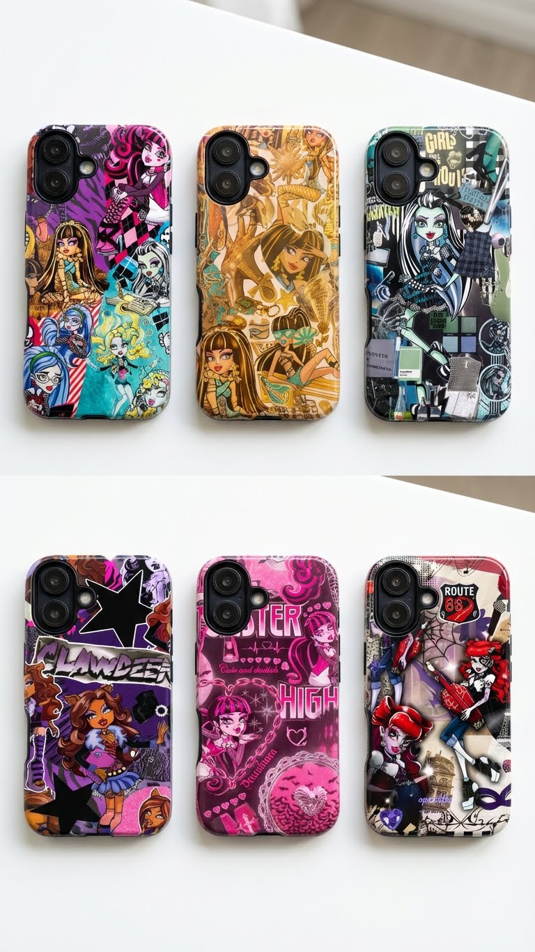 6 Style Monster High Characters Inspire custom Trendy Phone Case Collection for iPhone 17-11, Samsung S25-S21 - Senpai Wear