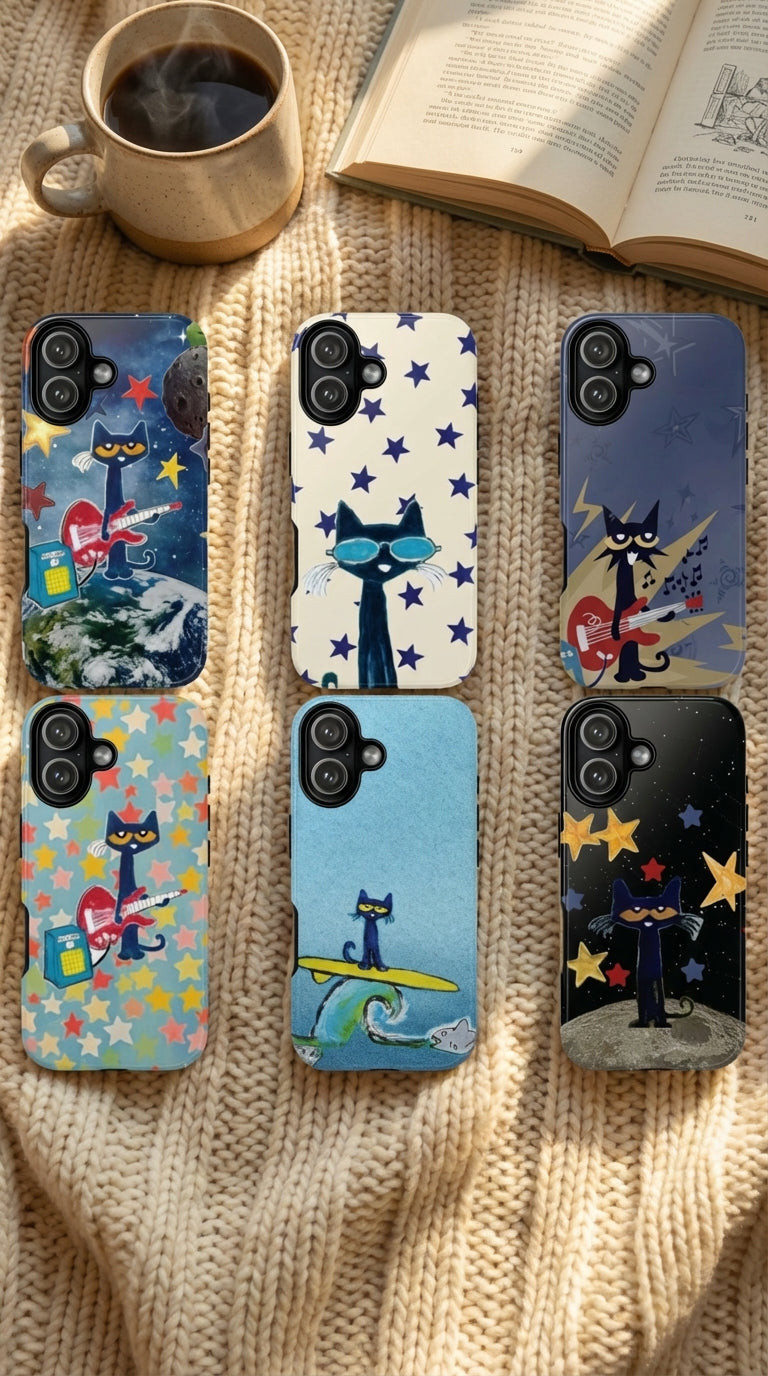 6 Style Pete the Cat Inspire custom Artist Phone Case Collection for iPhone 17-11, Samsung S25-S21 - Senpai Wear