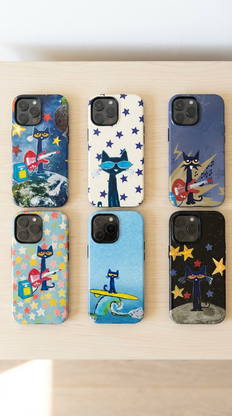 6 Style Pete the Cat Inspire custom Artist Phone Case Collection for iPhone 17-11, Samsung S25-S21 - Senpai Wear