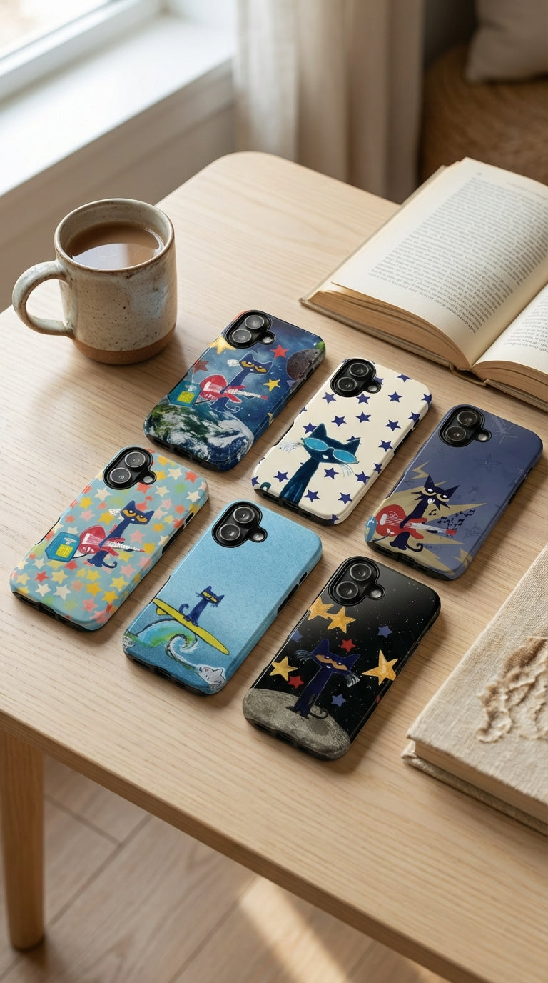 6 Style Pete the Cat Inspire custom Artist Phone Case Collection for iPhone 17-11, Samsung S25-S21 - Senpai Wear