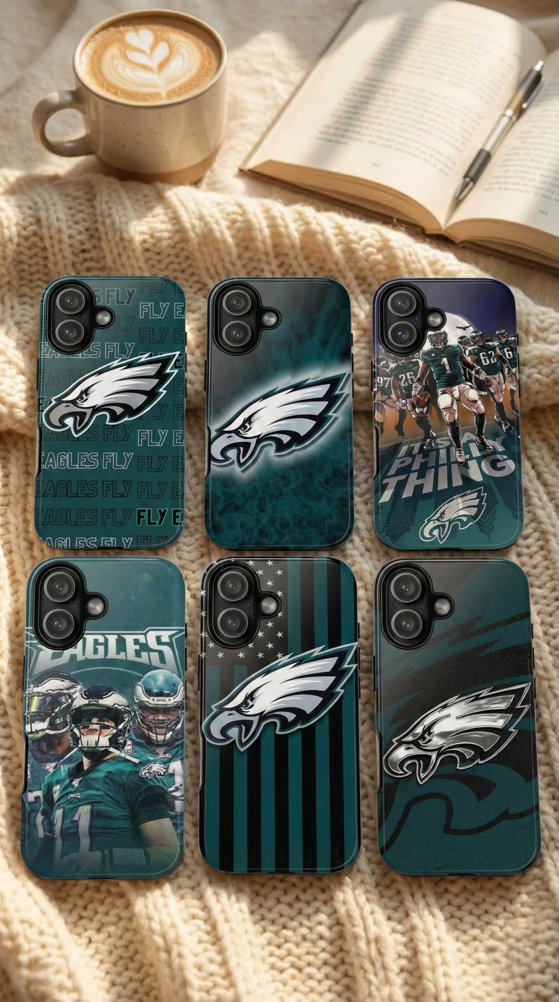 6 Style Philadelphia Eagles Football Team NFL Inspire custom Sport Phone Case Collection for iPhone 17-11, Samsung S25-S21 - Senpai Wear