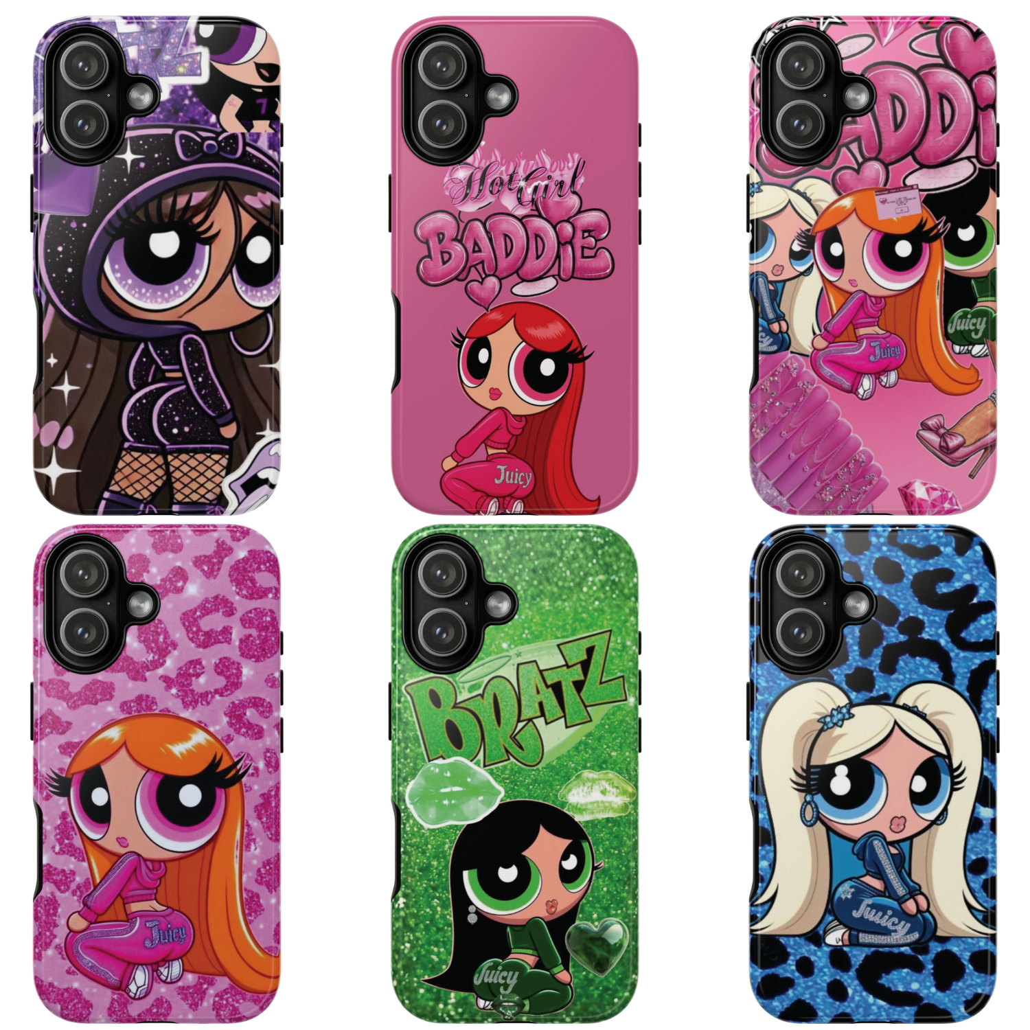 6 Style Powerpuff Girls & Bratz Inspire custom Trendy Phone Case Collection for iPhone 17-11, Samsung S25-S21 - Senpai Wear