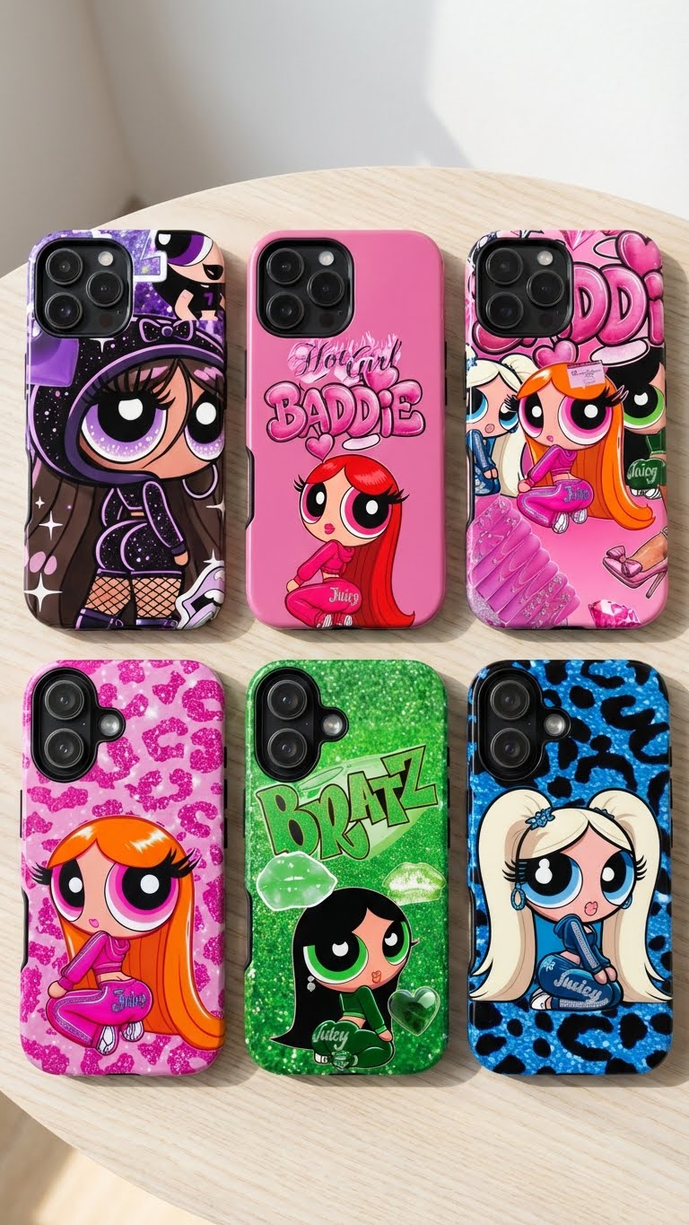 6 Style Powerpuff Girls & Bratz Inspire custom Trendy Phone Case Collection for iPhone 17-11, Samsung S25-S21 - Senpai Wear