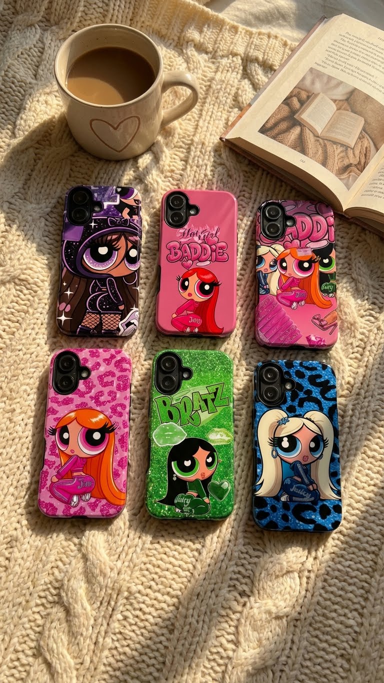 6 Style Powerpuff Girls & Bratz Inspire custom Trendy Phone Case Collection for iPhone 17-11, Samsung S25-S21 - Senpai Wear