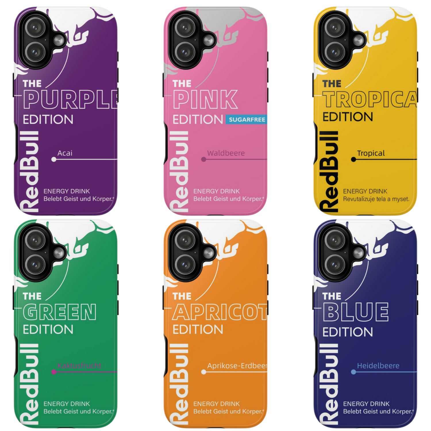 6 Style Red Bull Editions Inspire custom Trendy Phone Case Collection for iPhone 17-11, Samsung S25-S21 - Senpai Wear